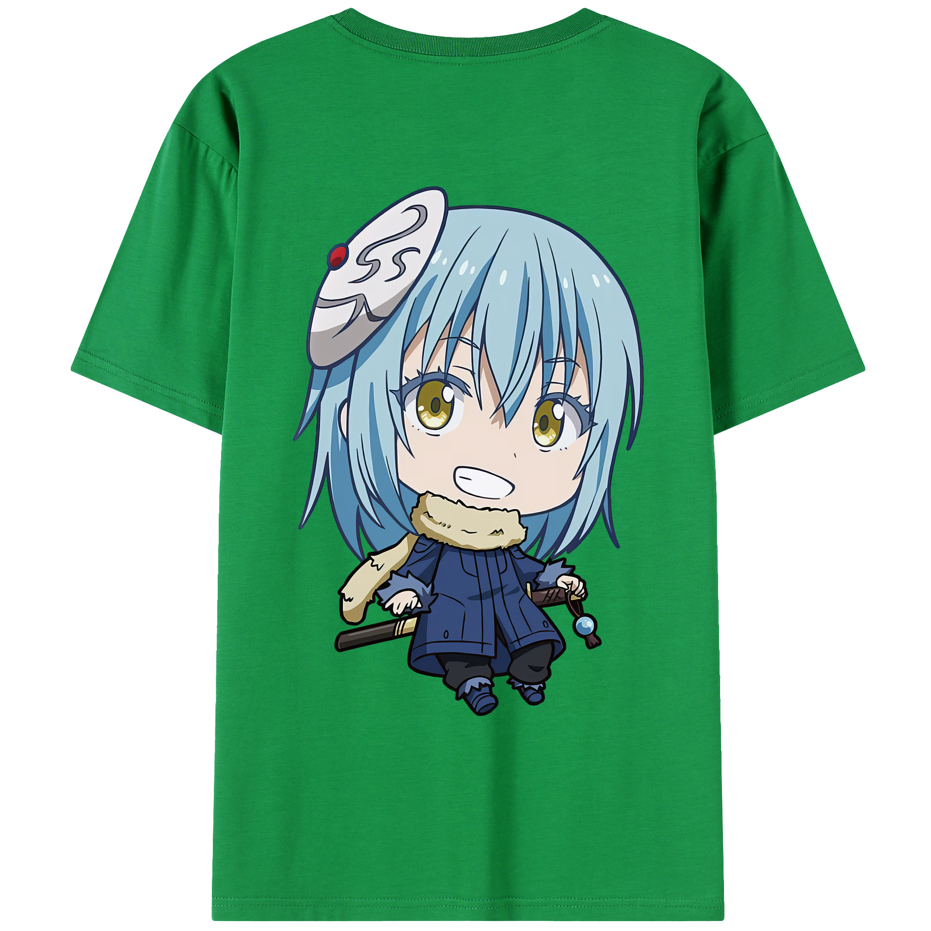 （画像用） 転スラ Regarding Reincarnated to Slime 綿100％ メンズ半袖Tシャツ（バックプリント） 通気性