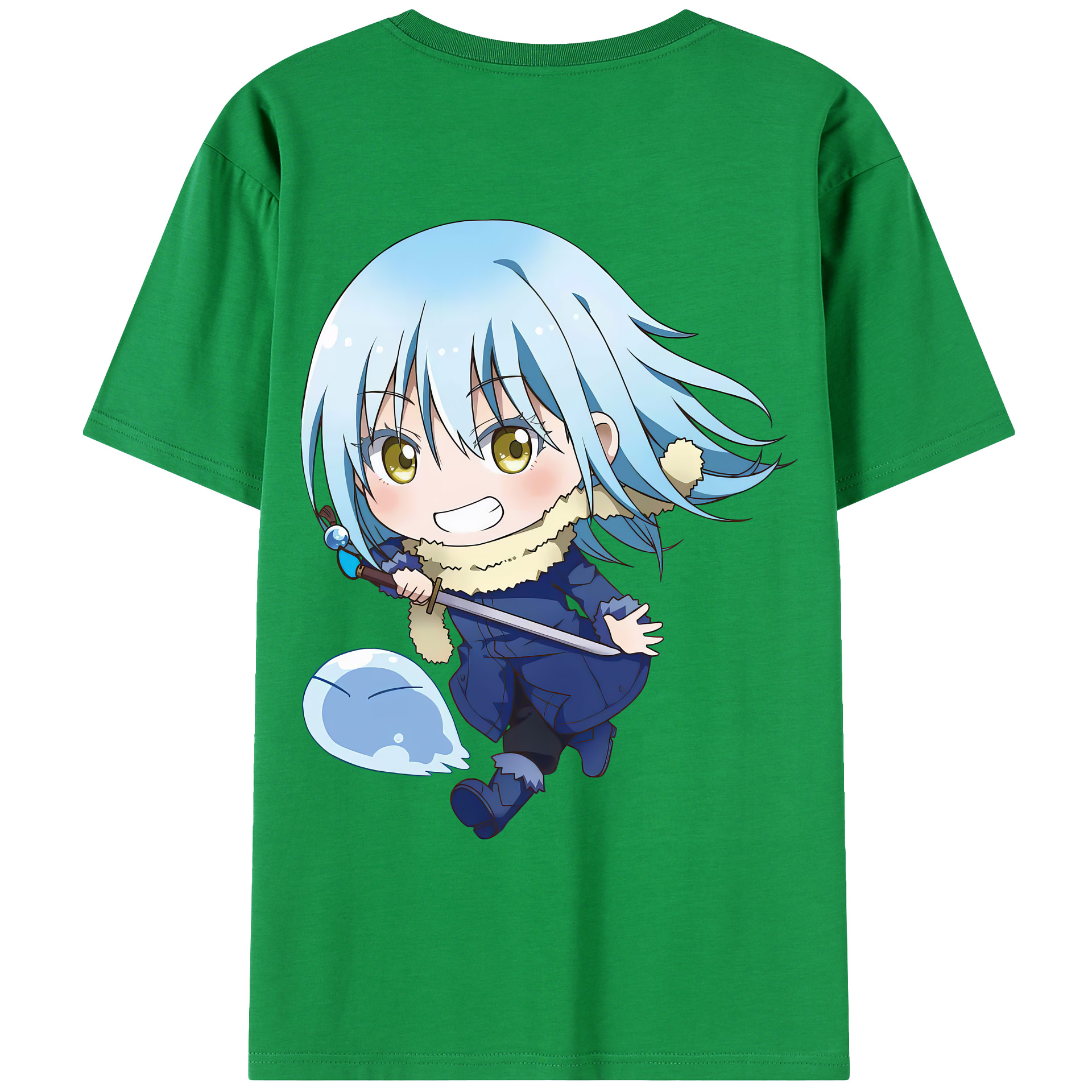 （画像用） 転スラ Regarding Reincarnated to Slime 綿100％ メンズ半袖Tシャツ（バックプリント） 通気性
