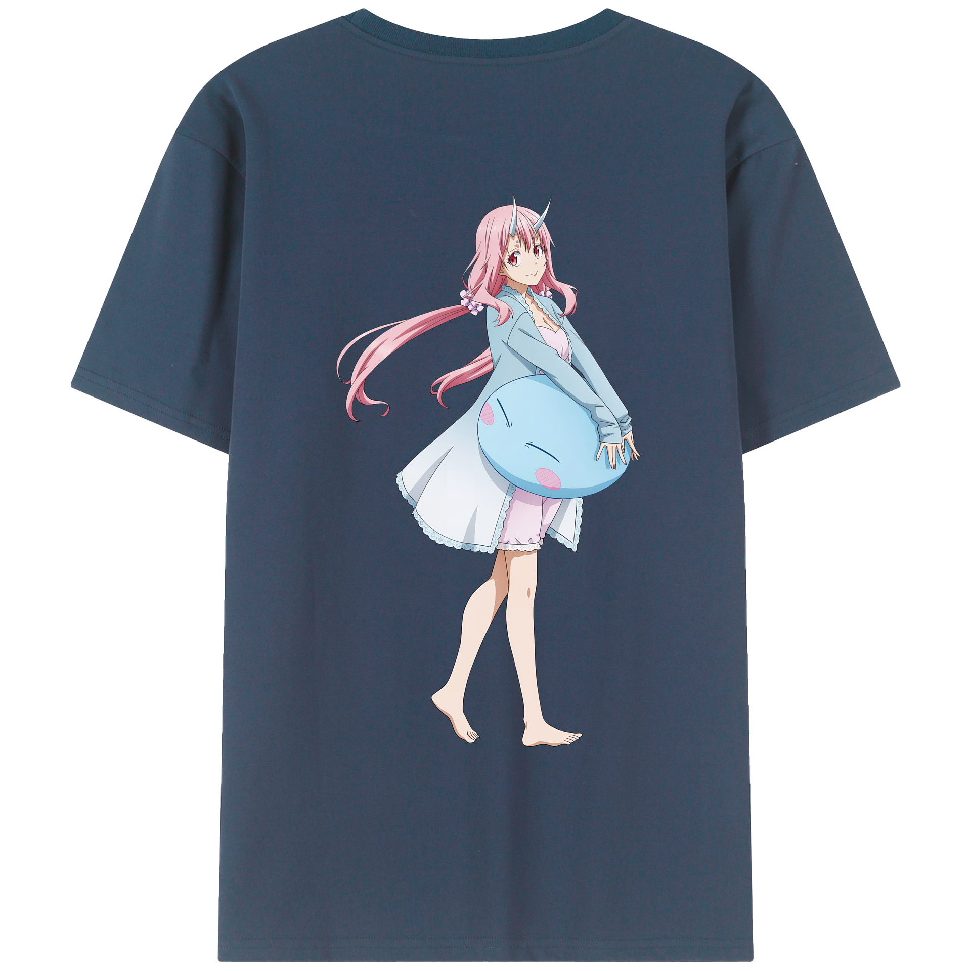 （画像用） 転スラ Regarding Reincarnated to Slime 綿100％ メンズ半袖Tシャツ（バックプリント） 通気性