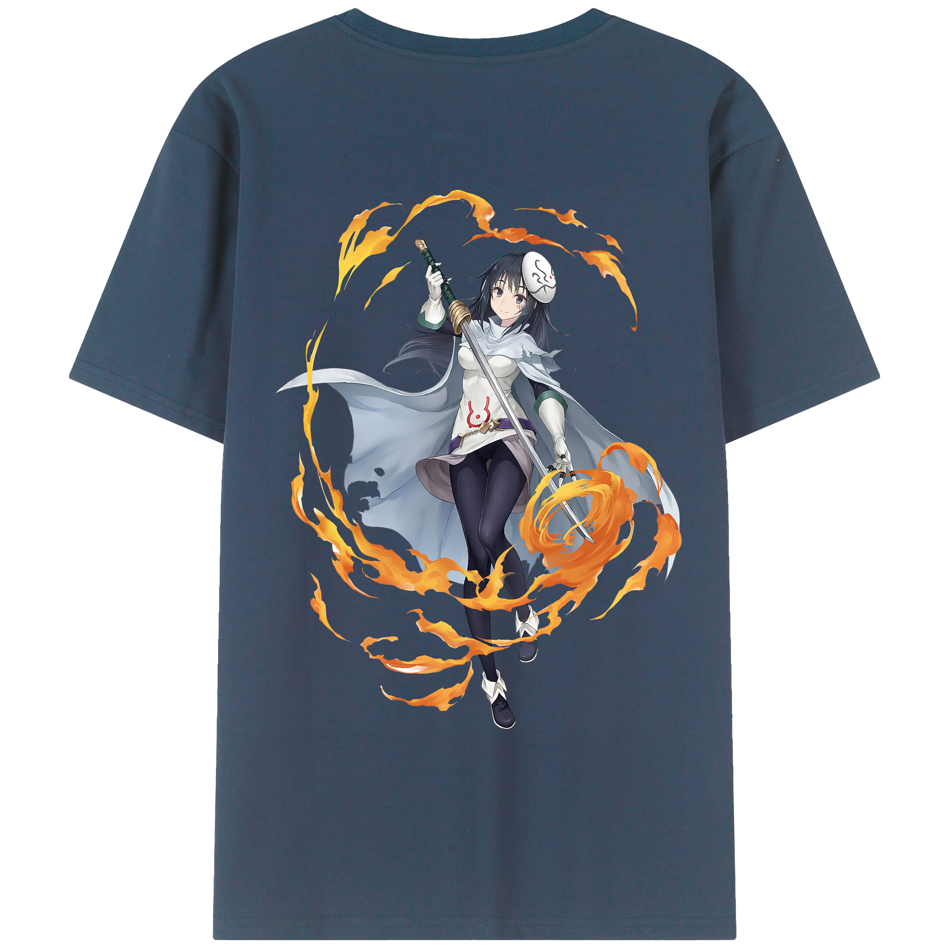 （画像用） 転スラ Regarding Reincarnated to Slime 綿100％ メンズ半袖Tシャツ（バックプリント） 通気性
