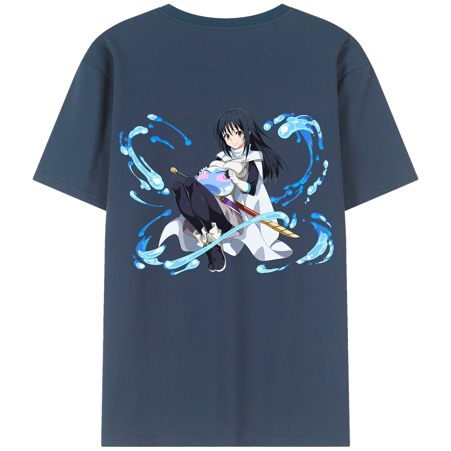 （画像用） 転スラ Regarding Reincarnated to Slime 綿100％ メンズ半袖Tシャツ（バックプリント） 通気性