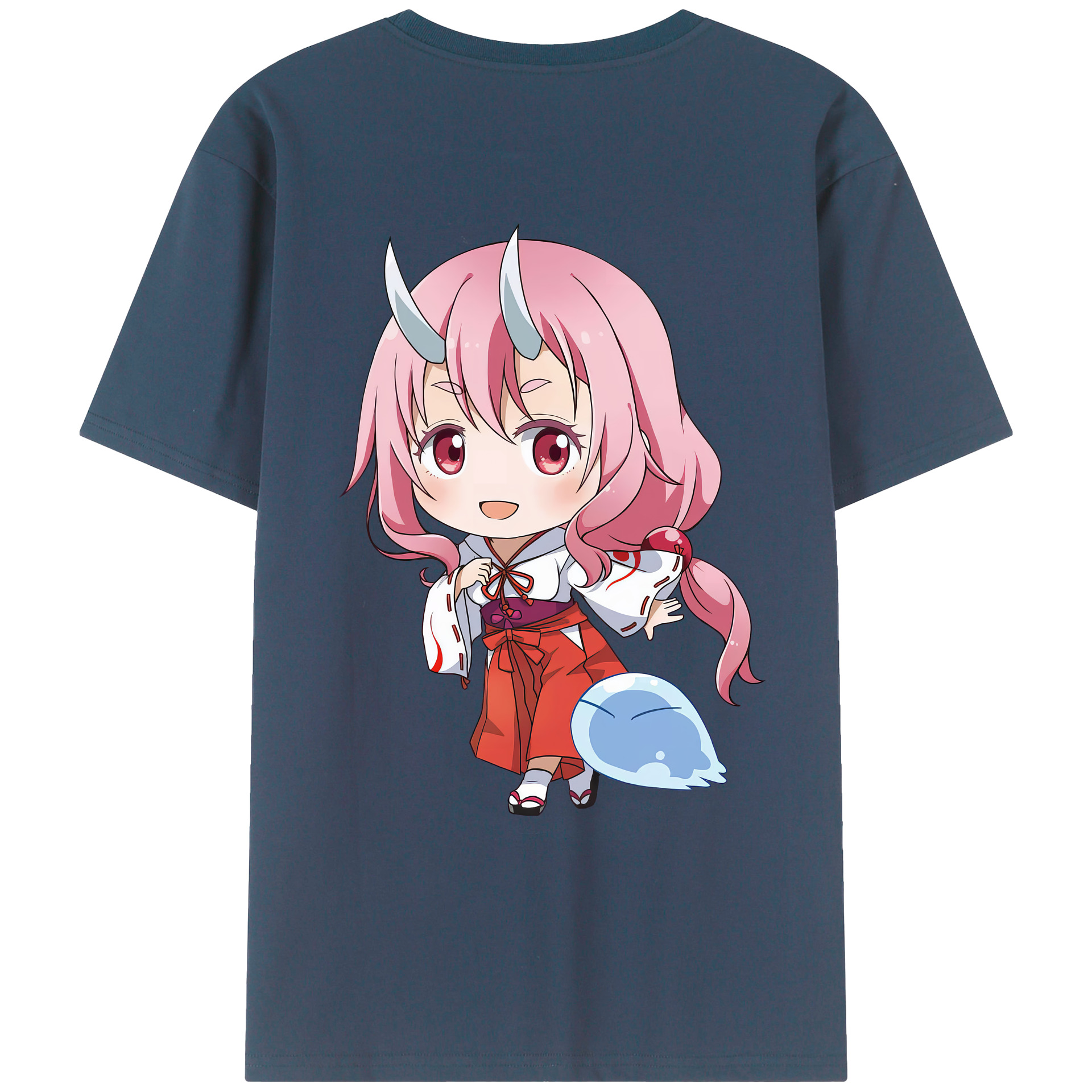 （画像用） 転スラ Regarding Reincarnated to Slime 綿100％ メンズ半袖Tシャツ（バックプリント） 通気性