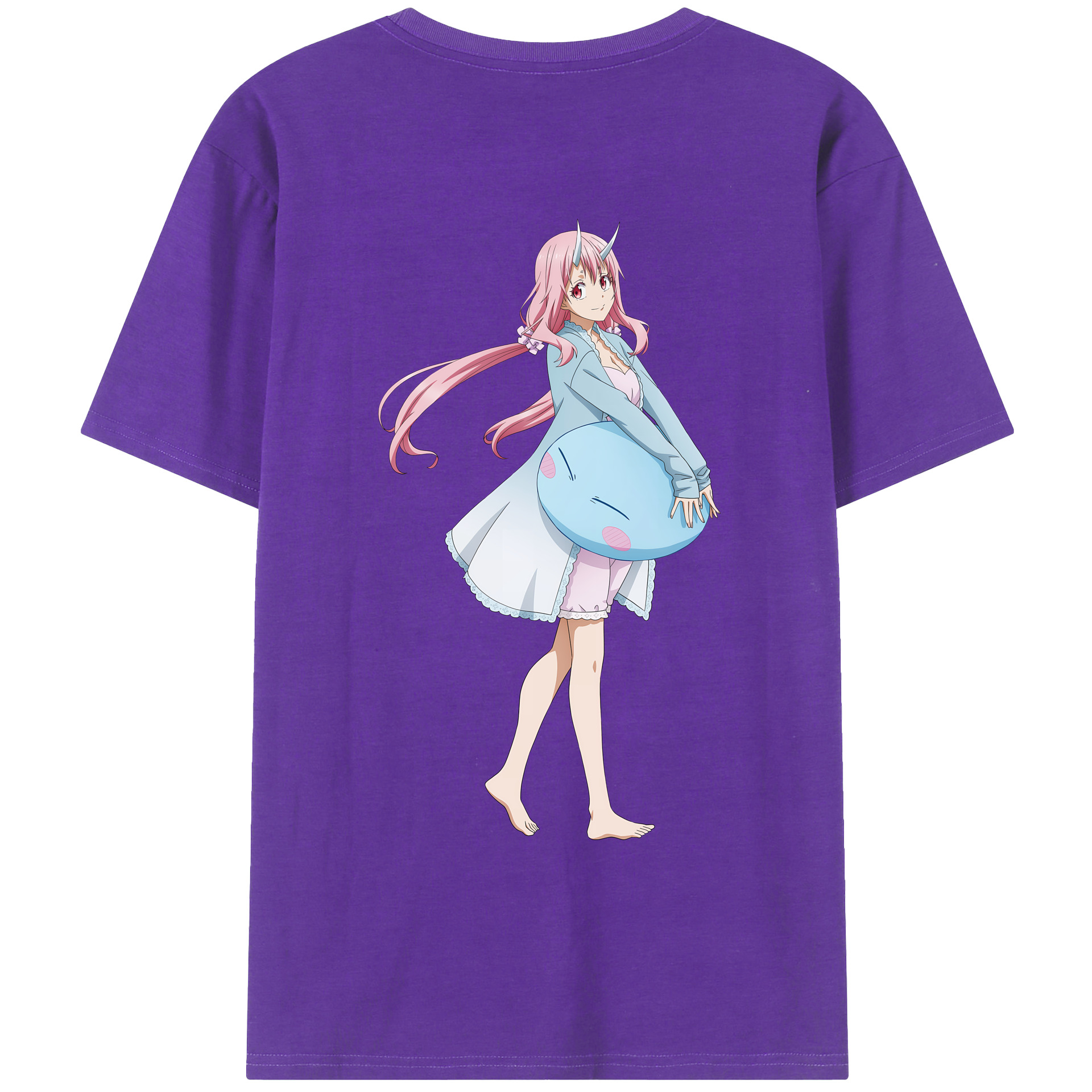 （画像用） 転スラ Regarding Reincarnated to Slime 綿100％ メンズ半袖Tシャツ（バックプリント） 通気性