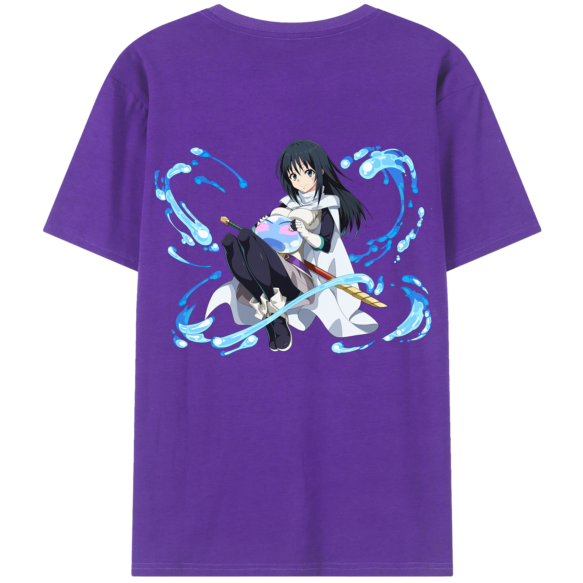 （画像用） 転スラ Regarding Reincarnated to Slime 綿100％ メンズ半袖Tシャツ（バックプリント） 通気性