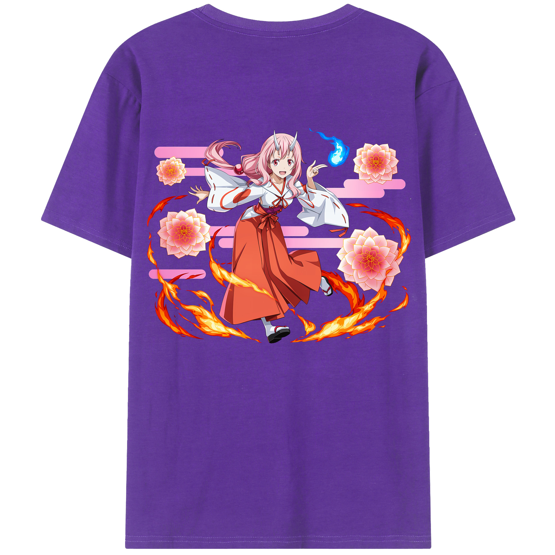 （画像用） 転スラ Regarding Reincarnated to Slime 綿100％ メンズ半袖Tシャツ（バックプリント） 通気性
