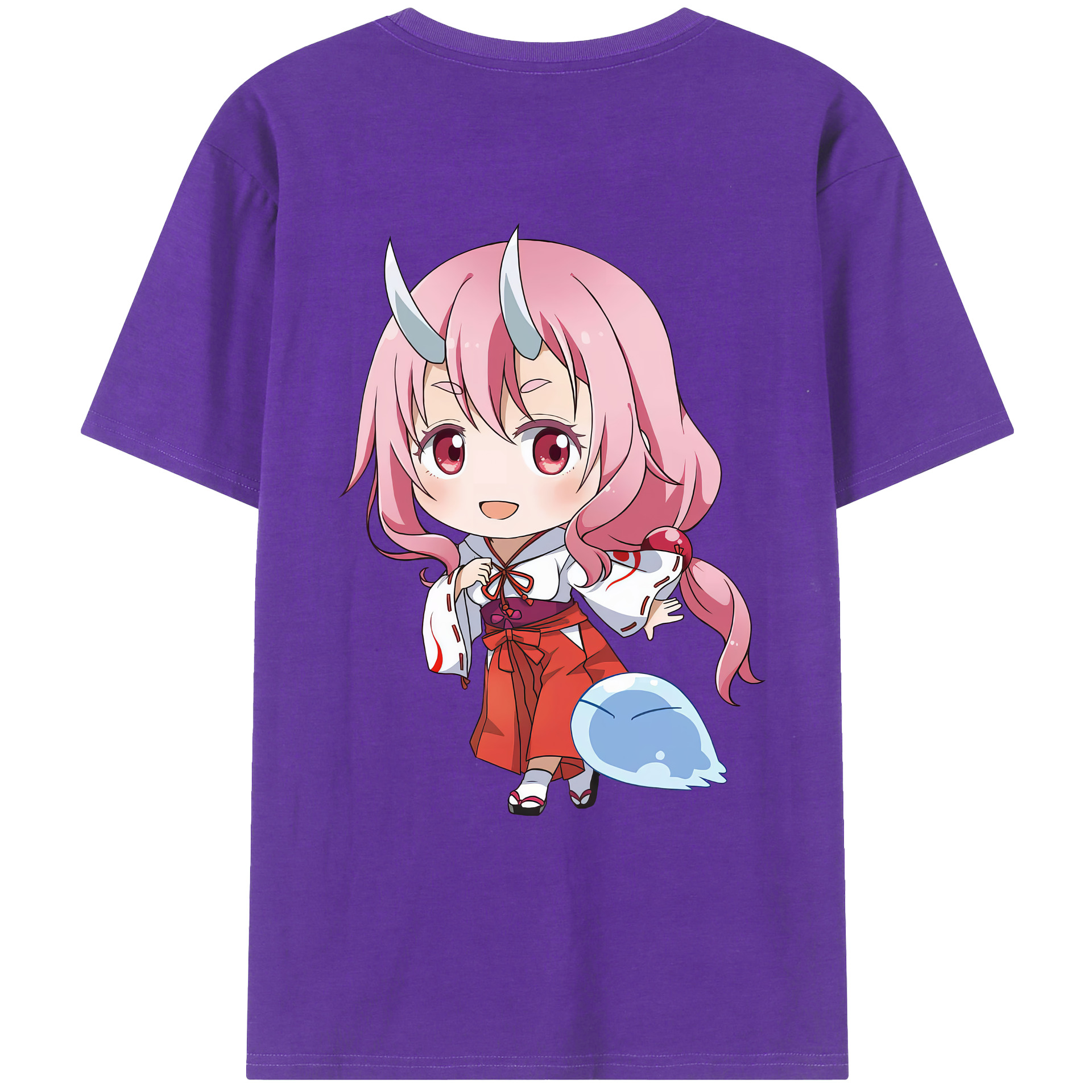 （画像用） 転スラ Regarding Reincarnated to Slime 綿100％ メンズ半袖Tシャツ（バックプリント） 通気性