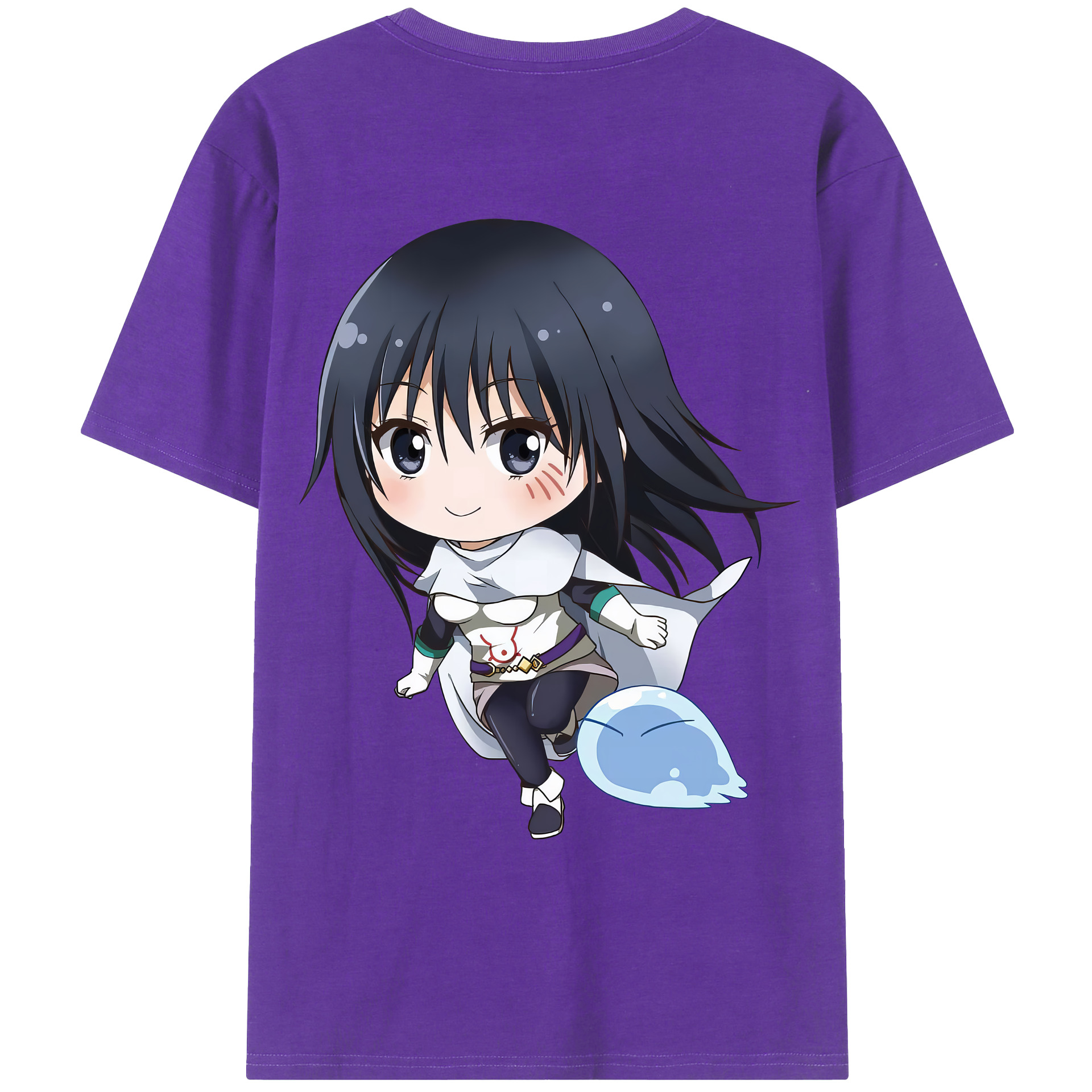 （画像用） 転スラ Regarding Reincarnated to Slime 綿100％ メンズ半袖Tシャツ（バックプリント） 通気性