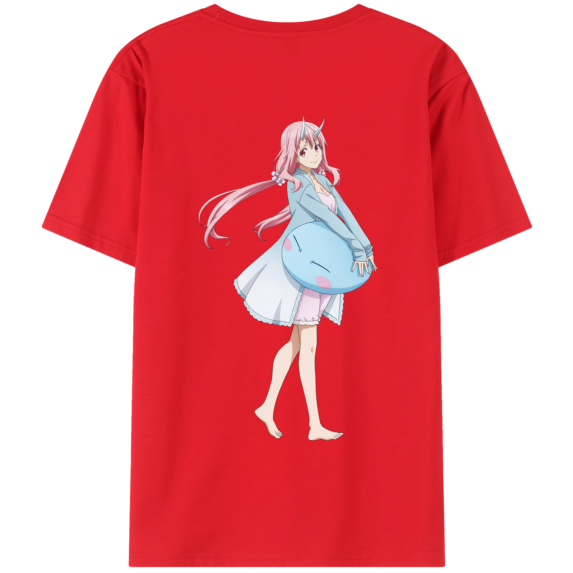 （画像用） 転スラ Regarding Reincarnated to Slime 綿100％ メンズ半袖Tシャツ（バックプリント） 通気性