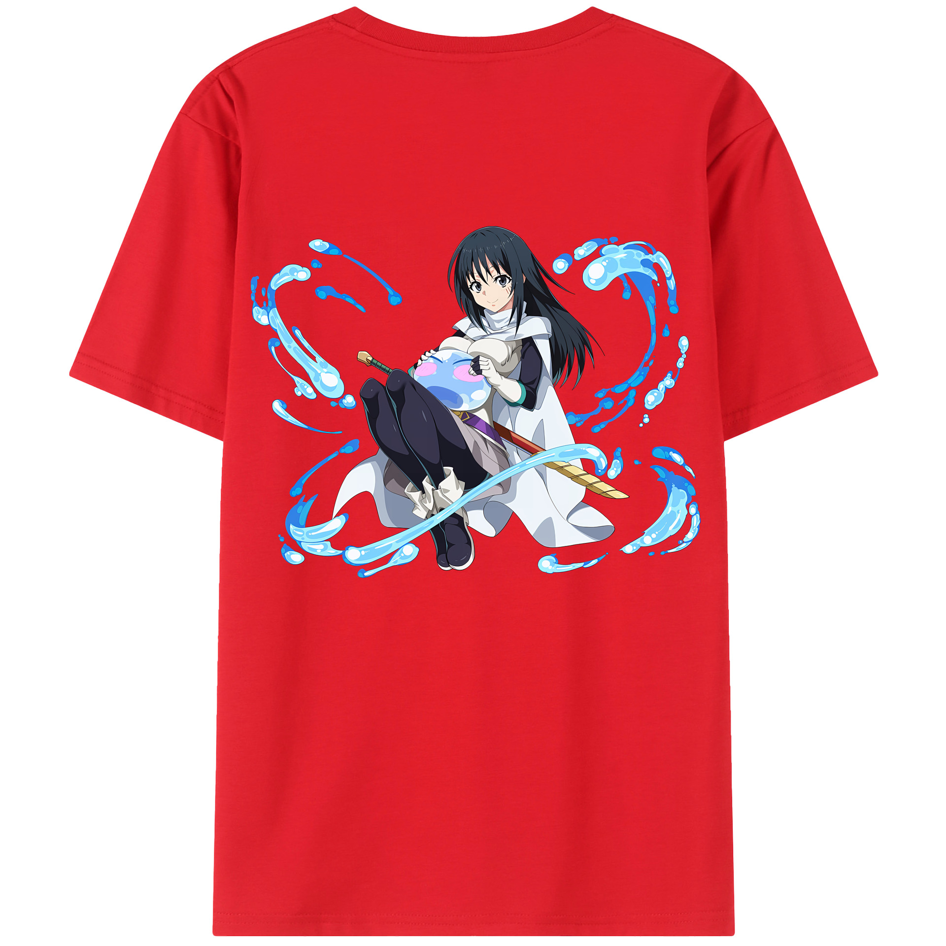 （画像用） 転スラ Regarding Reincarnated to Slime 綿100％ メンズ半袖Tシャツ（バックプリント） 通気性