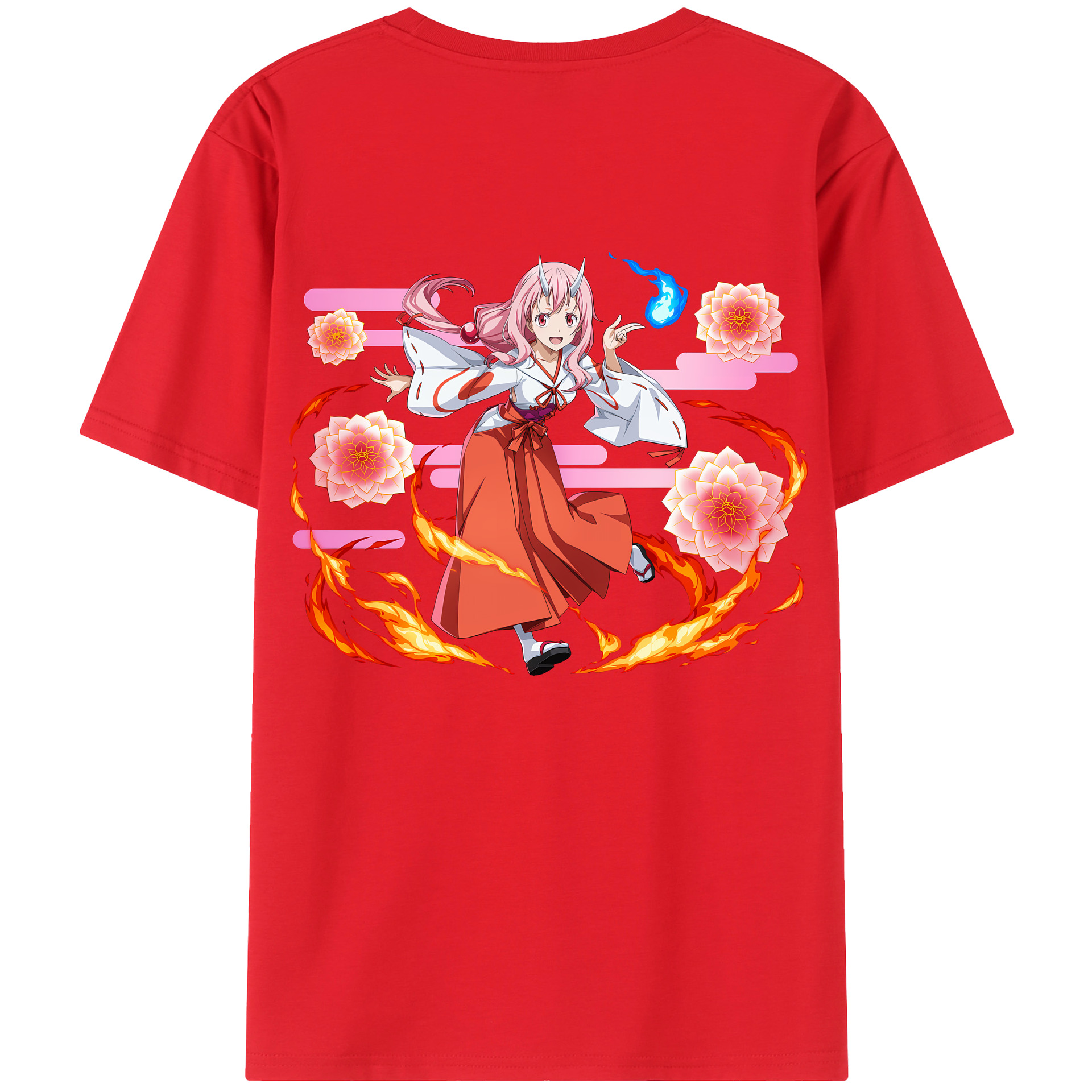 （画像用） 転スラ Regarding Reincarnated to Slime 綿100％ メンズ半袖Tシャツ（バックプリント） 通気性