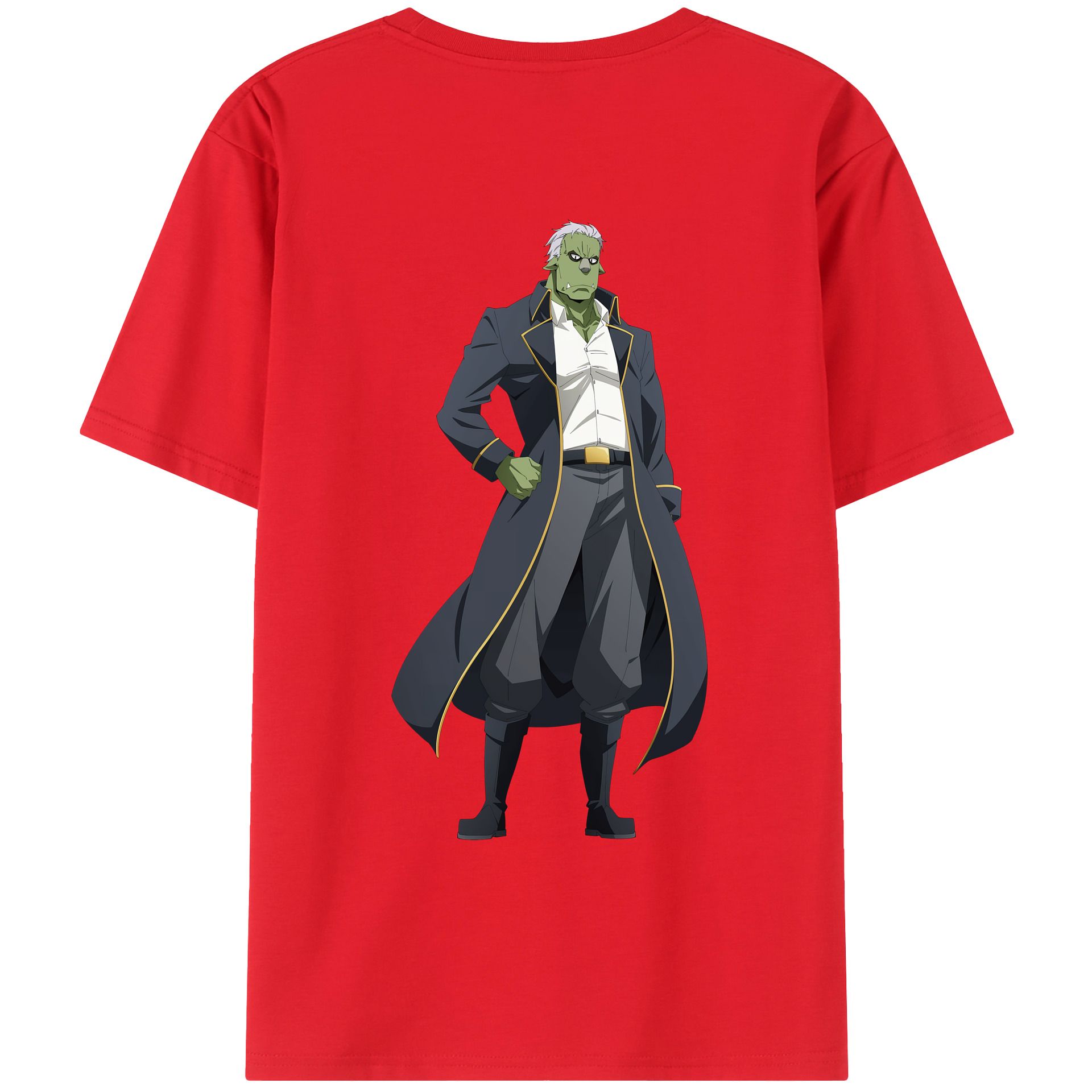 （画像用） 転スラ Regarding Reincarnated to Slime 綿100％ メンズ半袖Tシャツ（バックプリント） 通気性