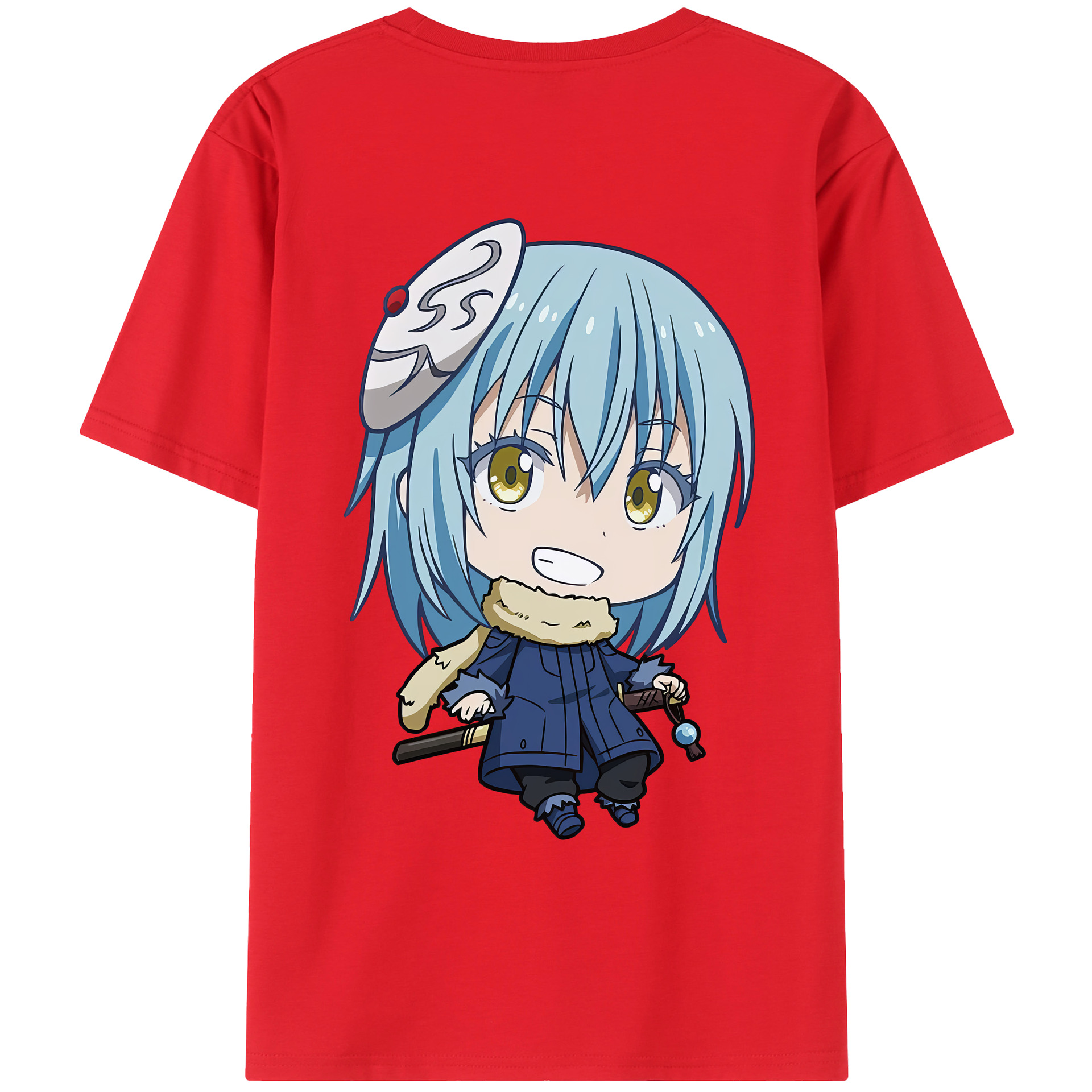 （画像用） 転スラ Regarding Reincarnated to Slime 綿100％ メンズ半袖Tシャツ（バックプリント） 通気性