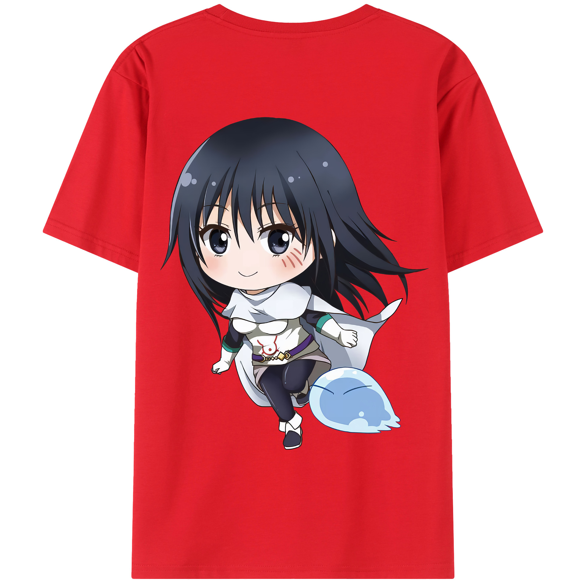 （画像用） 転スラ Regarding Reincarnated to Slime 綿100％ メンズ半袖Tシャツ（バックプリント） 通気性
