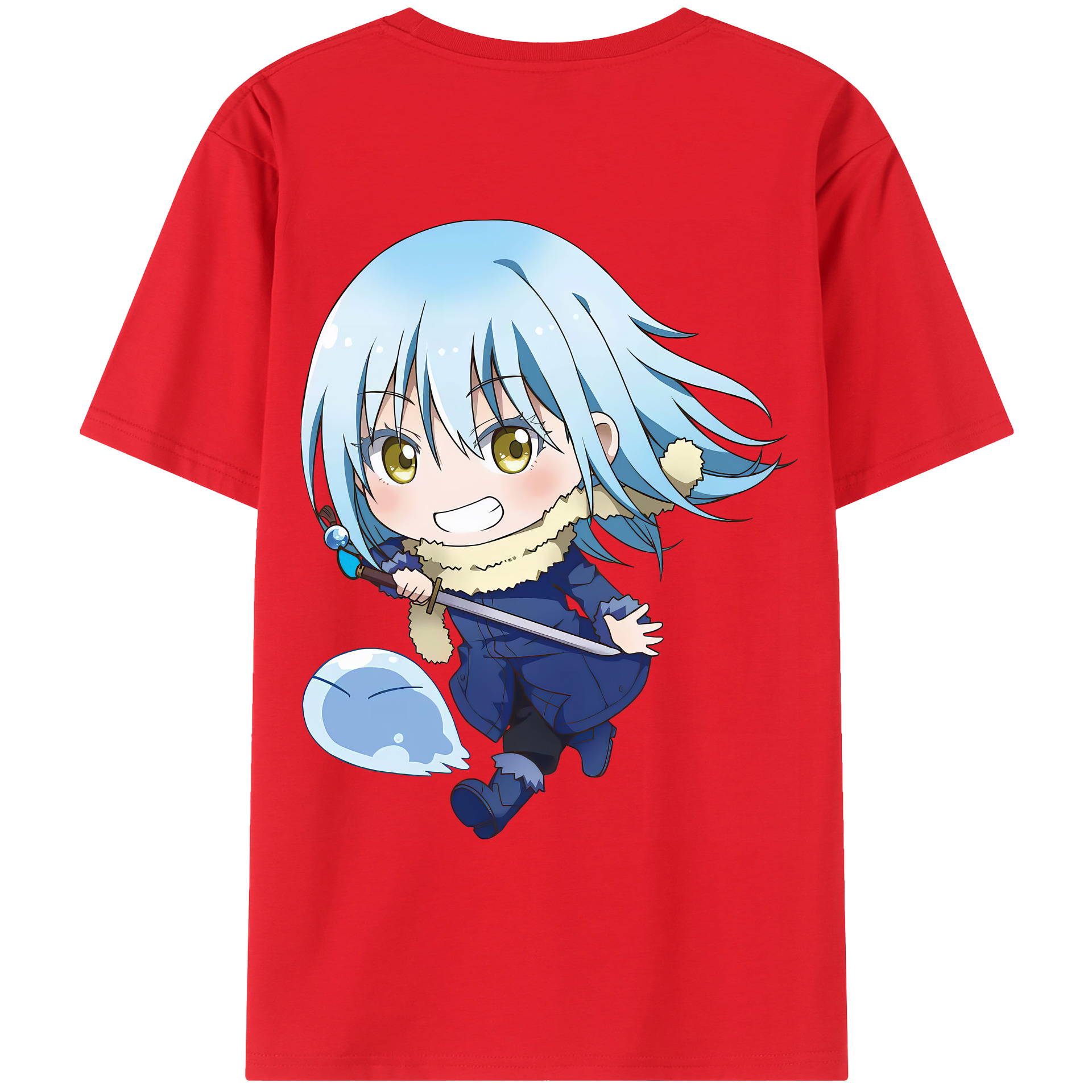 （画像用） 転スラ Regarding Reincarnated to Slime 綿100％ メンズ半袖Tシャツ（バックプリント） 通気性