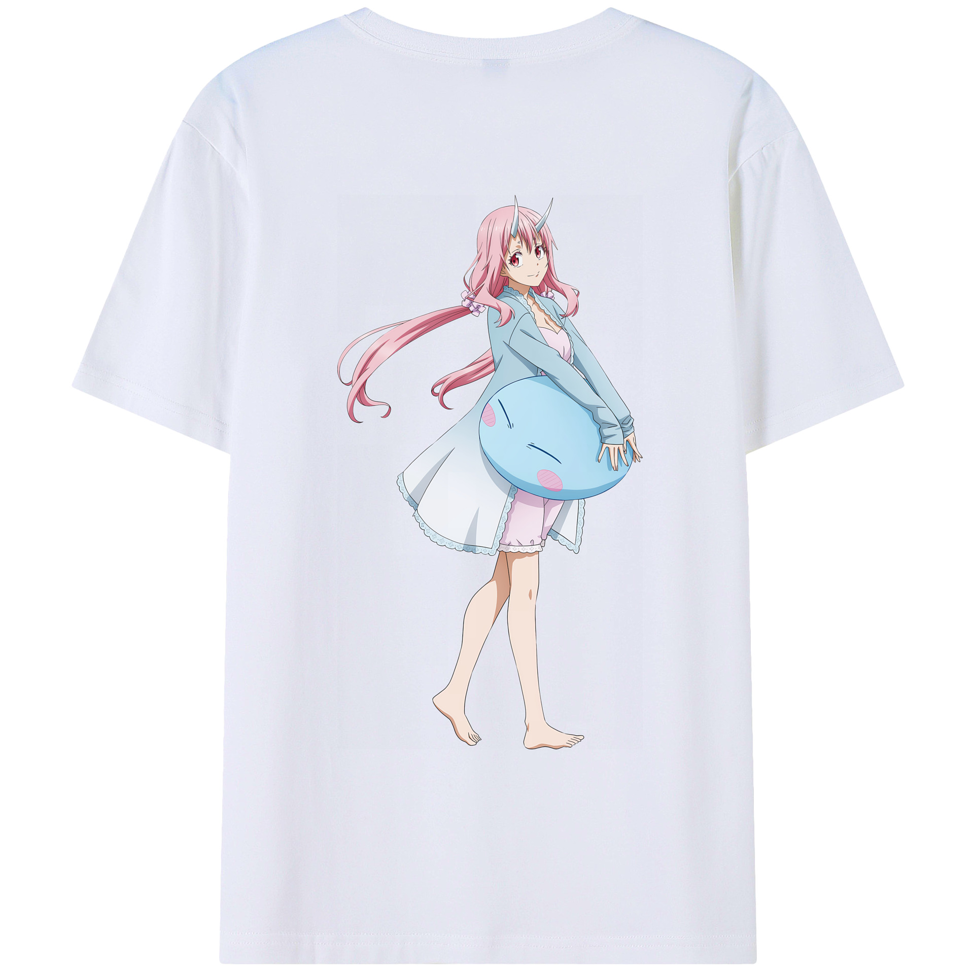 （画像用） 転スラ Regarding Reincarnated to Slime 綿100％ メンズ半袖Tシャツ（バックプリント） 通気性