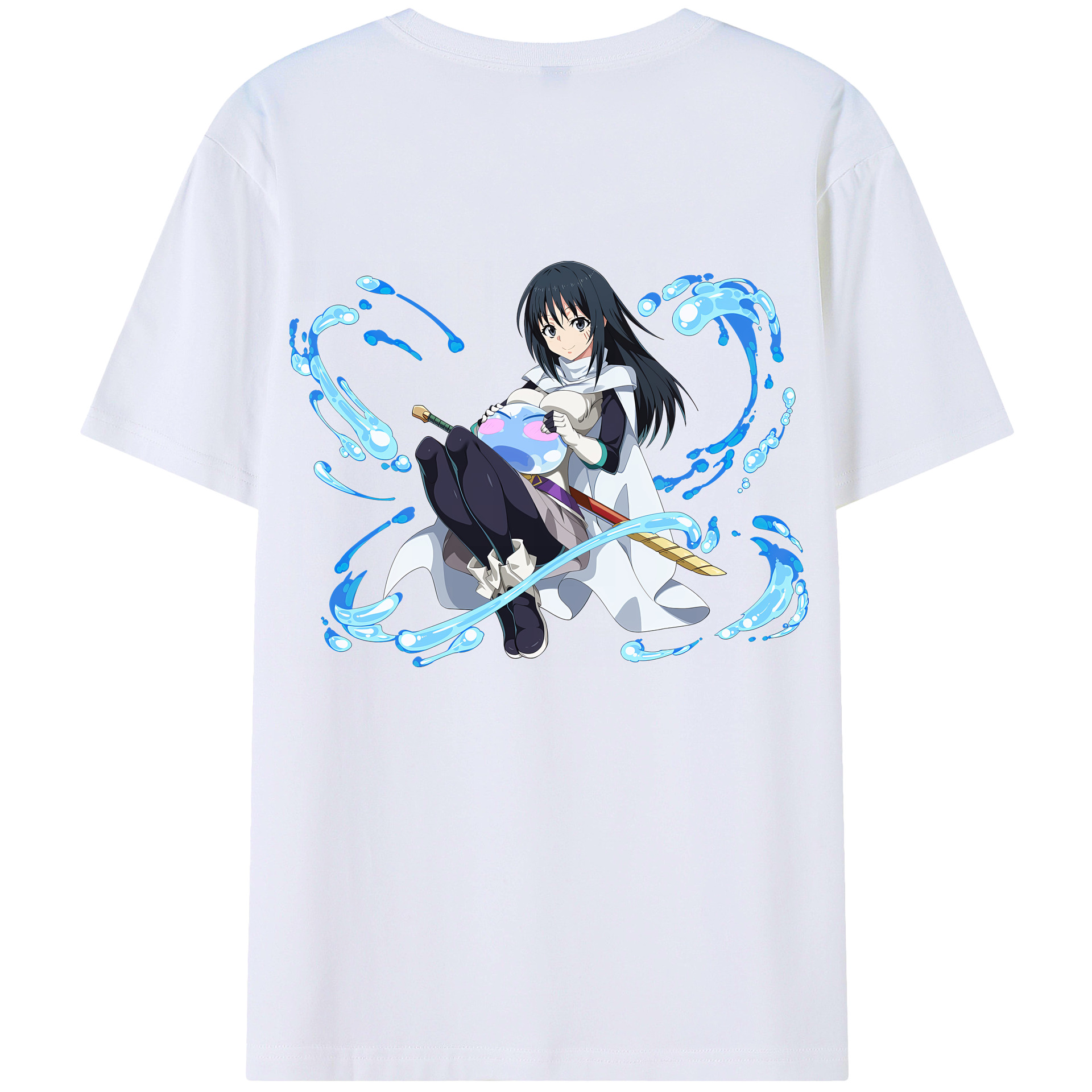（画像用） 転スラ Regarding Reincarnated to Slime 綿100％ メンズ半袖Tシャツ（バックプリント） 通気性