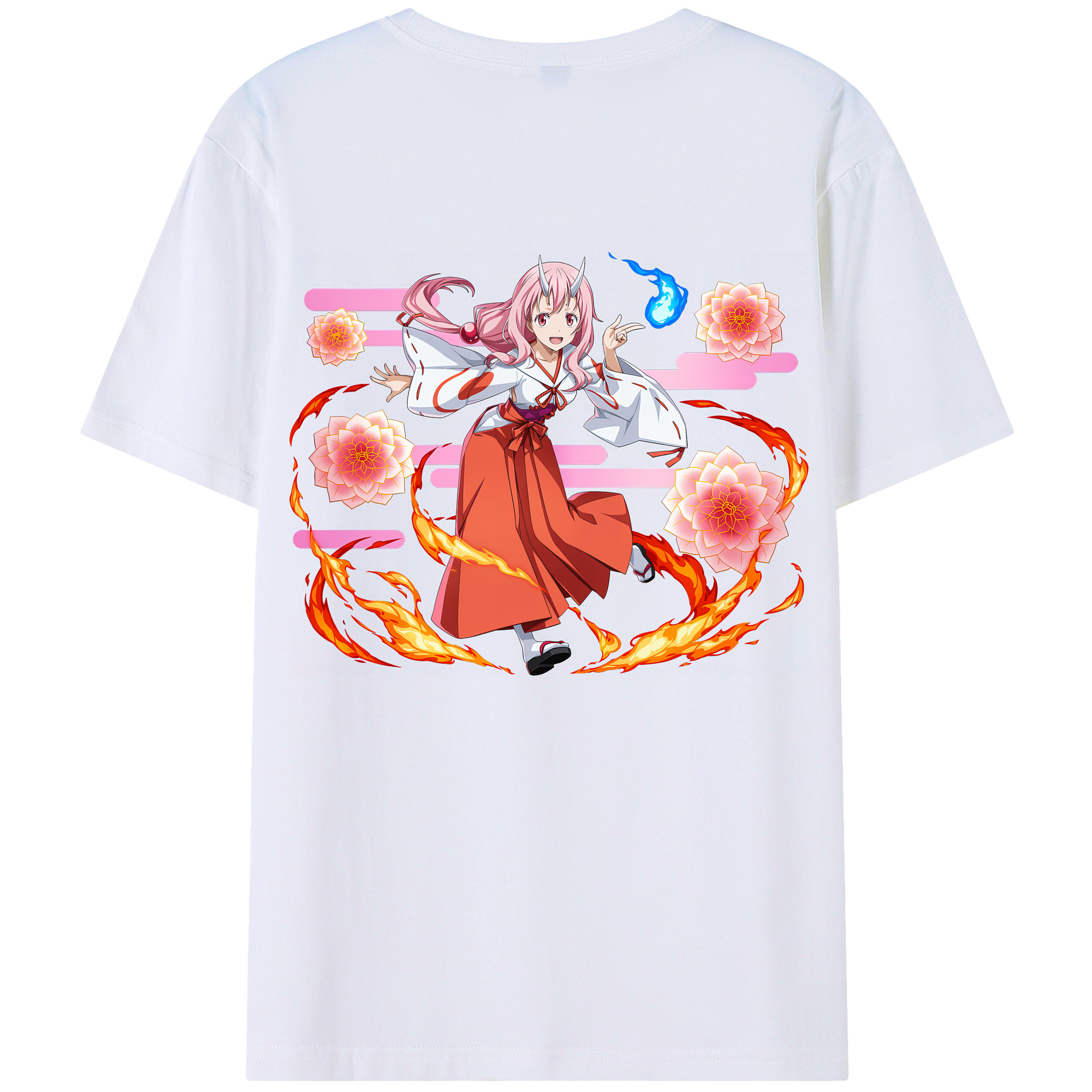 （画像用） 転スラ Regarding Reincarnated to Slime 綿100％ メンズ半袖Tシャツ（バックプリント） 通気性