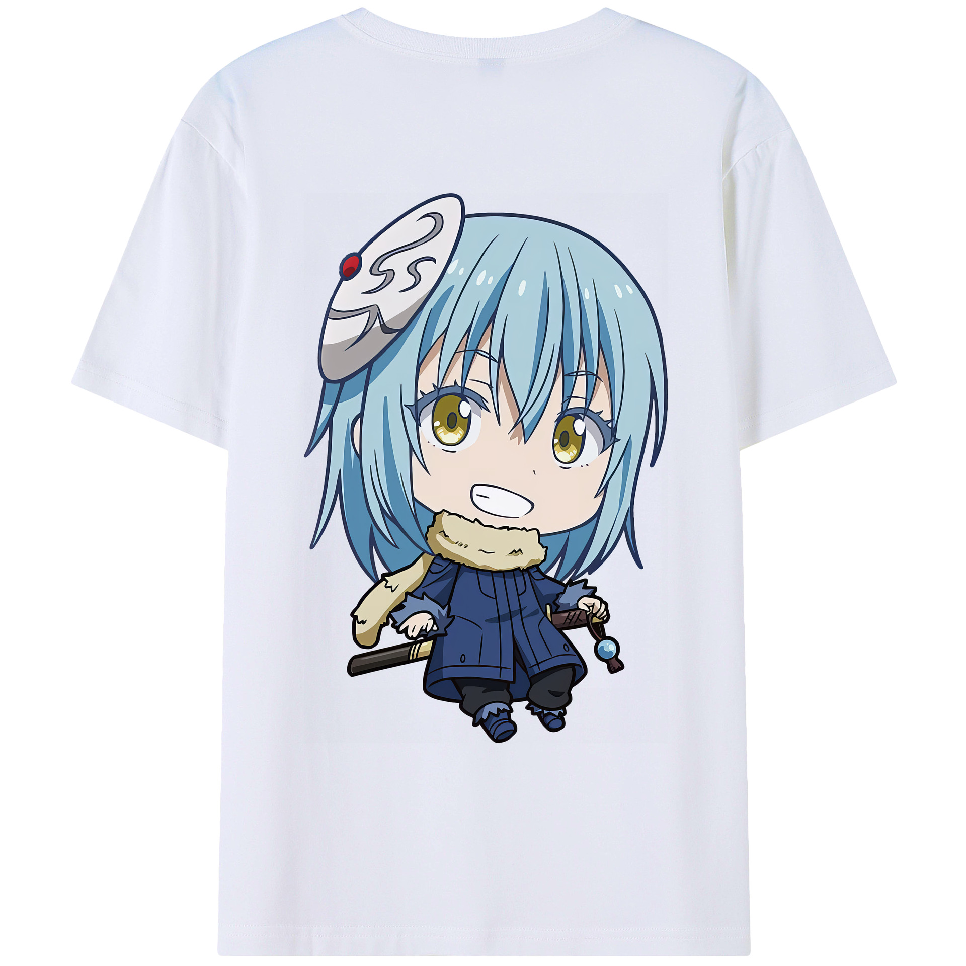 （画像用） 転スラ Regarding Reincarnated to Slime 綿100％ メンズ半袖Tシャツ（バックプリント） 通気性