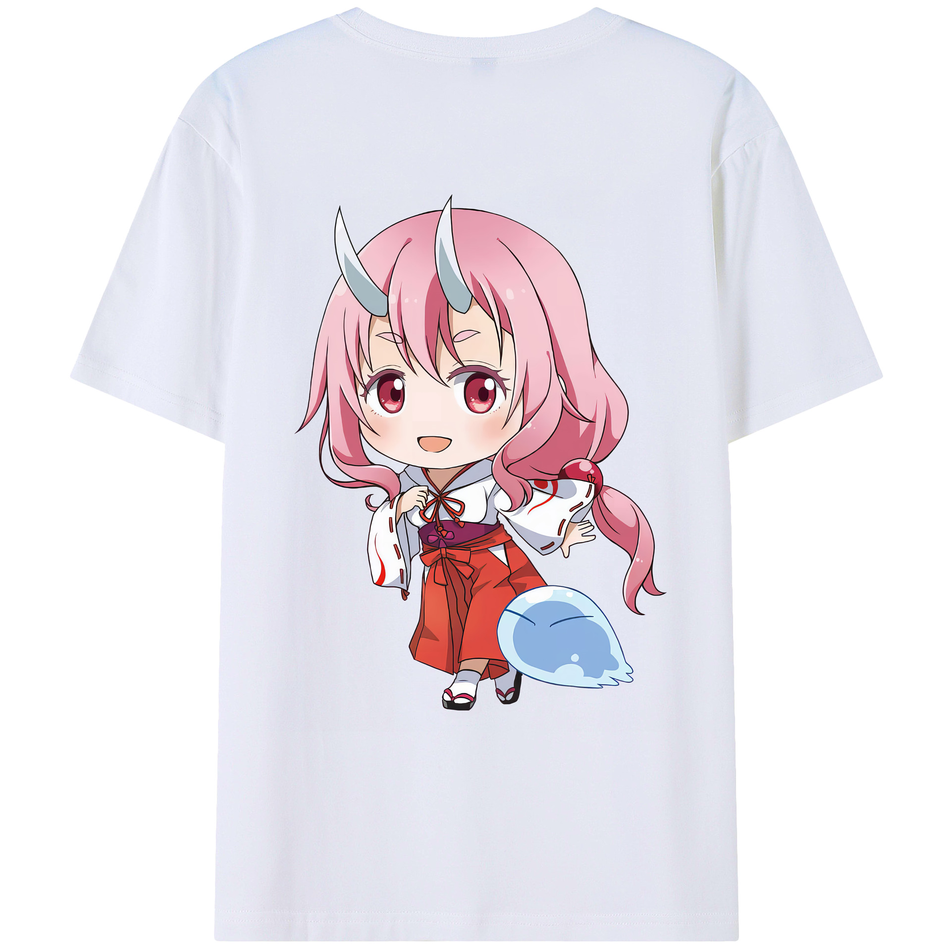 （画像用） 転スラ Regarding Reincarnated to Slime 綿100％ メンズ半袖Tシャツ（バックプリント） 通気性