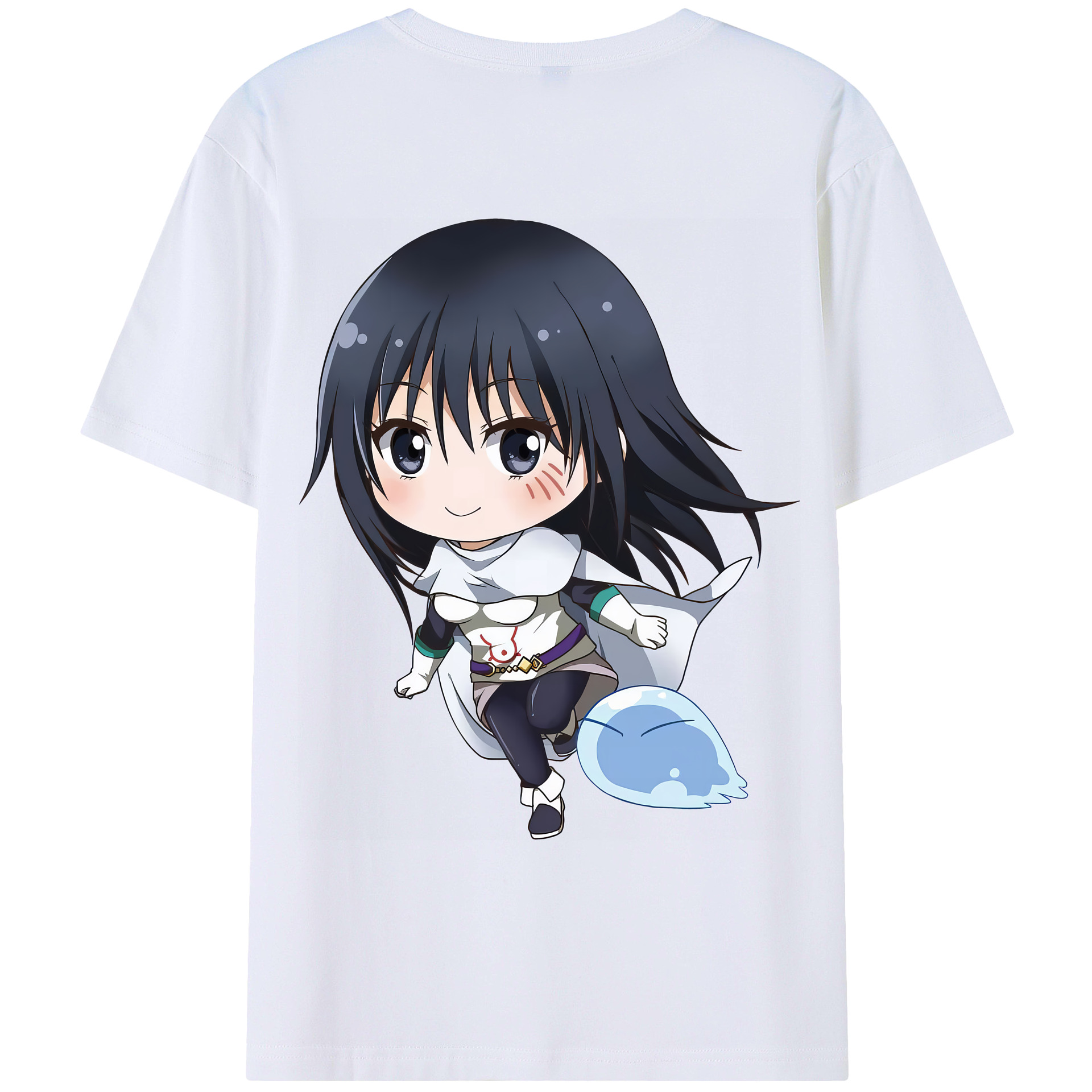 （画像用） 転スラ Regarding Reincarnated to Slime 綿100％ メンズ半袖Tシャツ（バックプリント） 通気性
