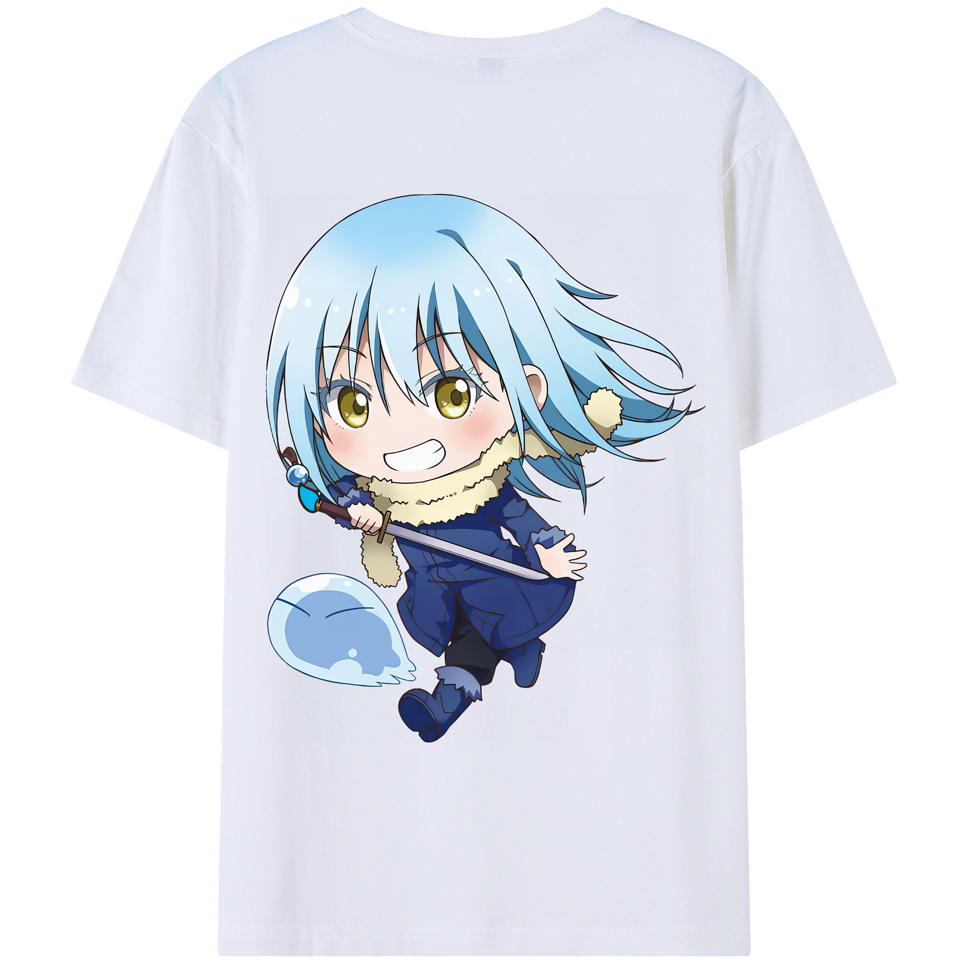 （画像用） 転スラ Regarding Reincarnated to Slime 綿100％ メンズ半袖Tシャツ（バックプリント） 通気性