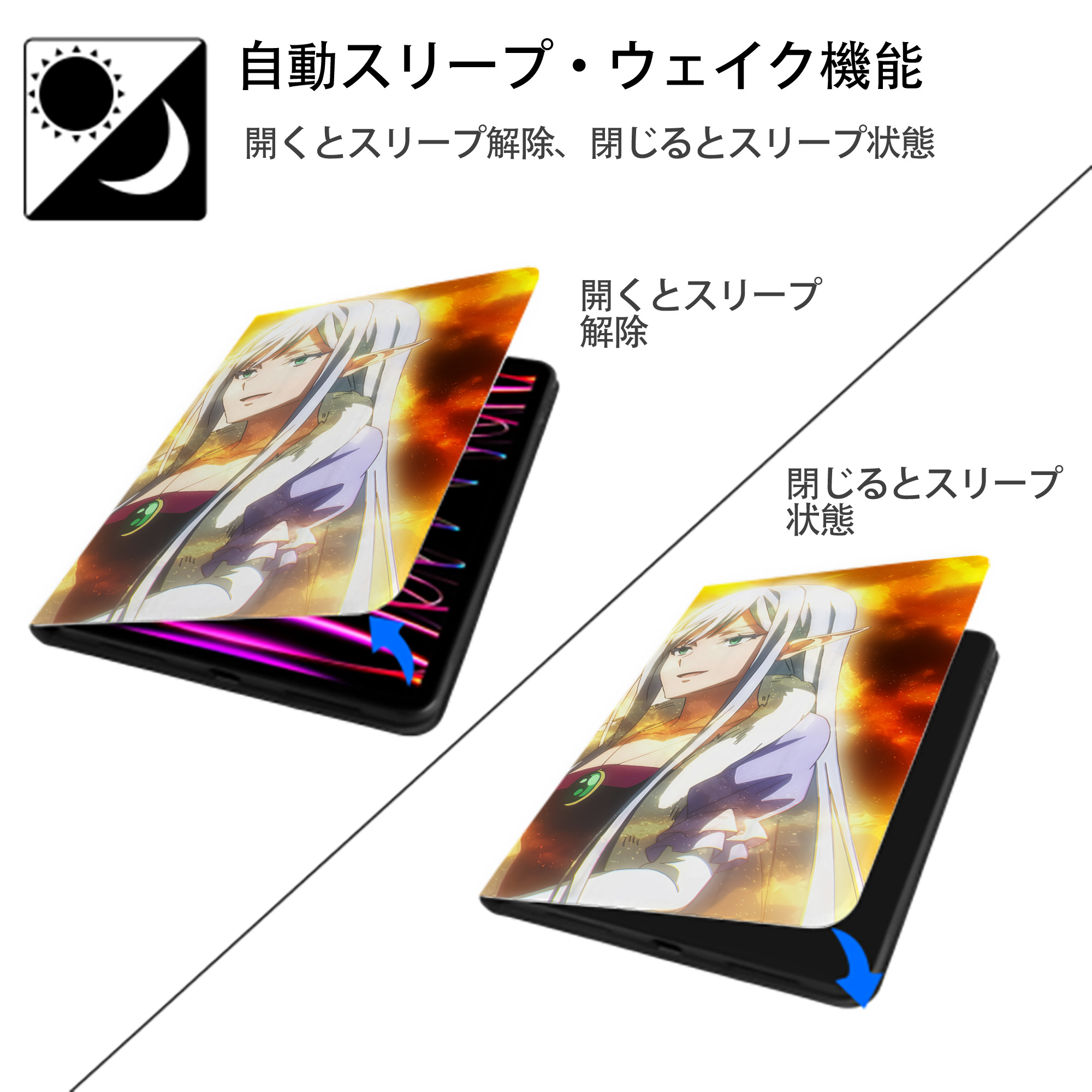 転スラ Regarding Reincarnated to Slime IPad ケース ブック型 PUレザー TPU 耐衝撃 軽量 薄型 ペン収納なし 全面保護 IPad 各モデル対応