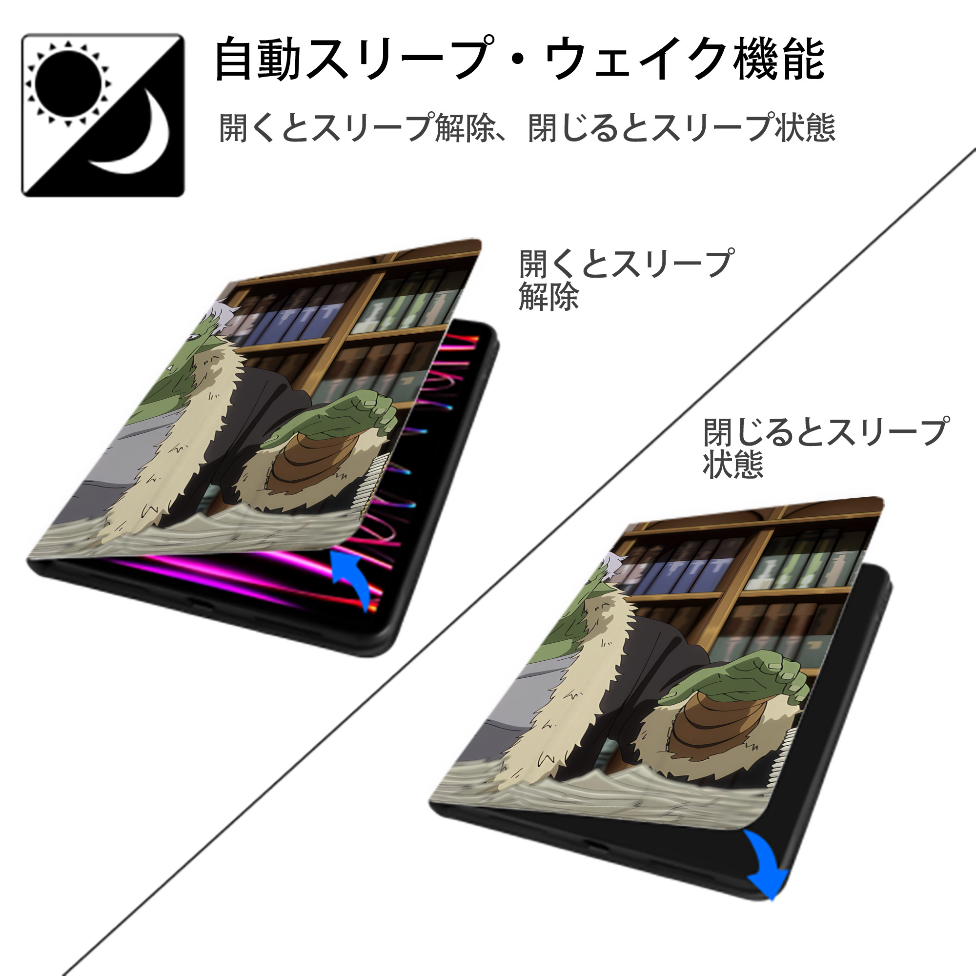 転スラ Regarding Reincarnated to Slime IPad ケース ブック型 PUレザー TPU 耐衝撃 軽量 薄型 ペン収納なし 全面保護 IPad 各モデル対応