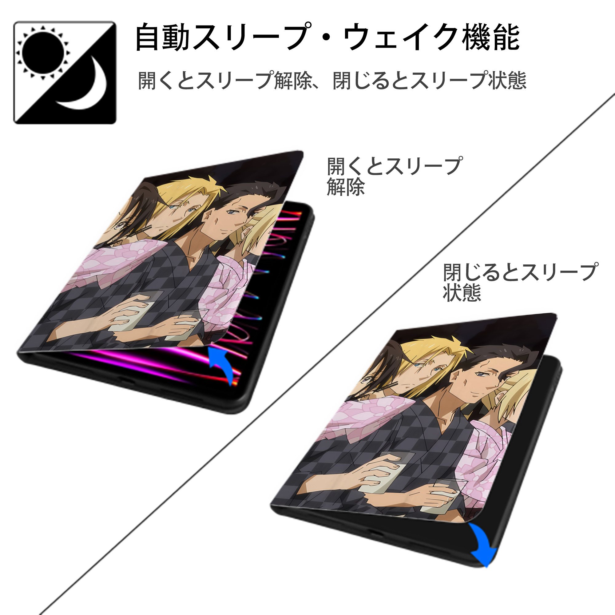 転スラ Regarding Reincarnated to Slime IPad ケース ブック型 PUレザー TPU 耐衝撃 軽量 薄型 ペン収納なし 全面保護 IPad 各モデル対応
