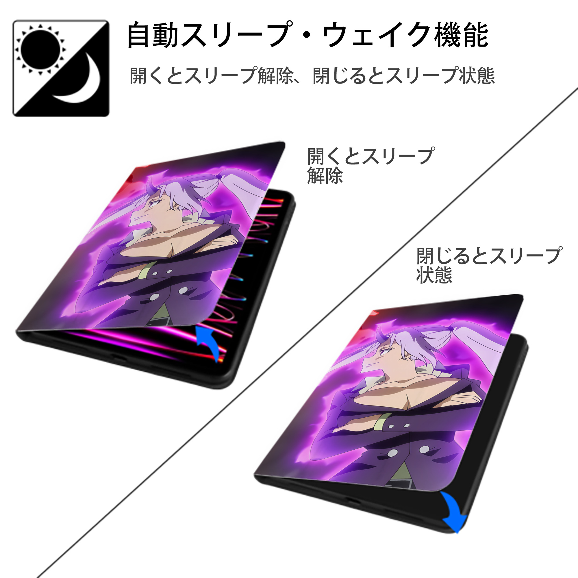転スラ Regarding Reincarnated to Slime IPad ケース ブック型 PUレザー TPU 耐衝撃 軽量 薄型 ペン収納なし 全面保護 IPad 各モデル対応