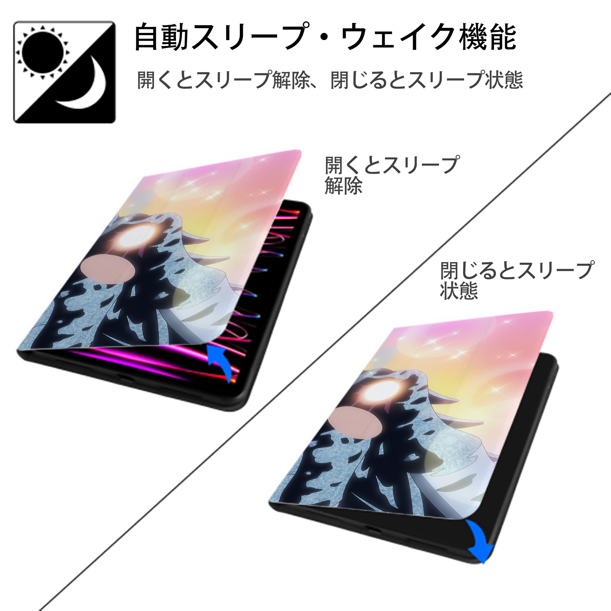 転スラ Regarding Reincarnated to Slime IPad ケース ブック型 PUレザー TPU 耐衝撃 軽量 薄型 ペン収納なし 全面保護 IPad 各モデル対応