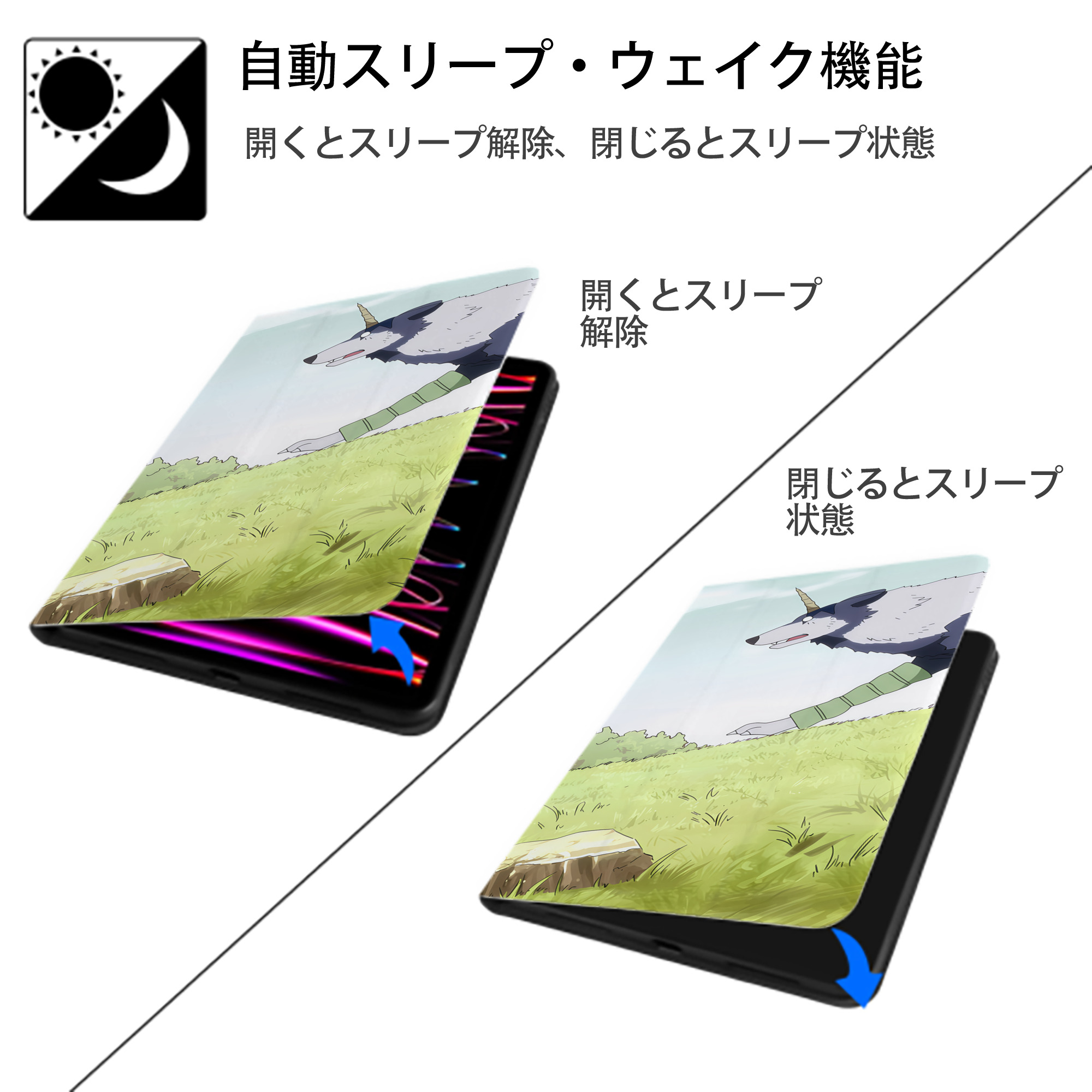 転スラ Regarding Reincarnated to Slime IPad ケース ブック型 PUレザー TPU 耐衝撃 軽量 薄型 ペン収納なし 全面保護 IPad 各モデル対応