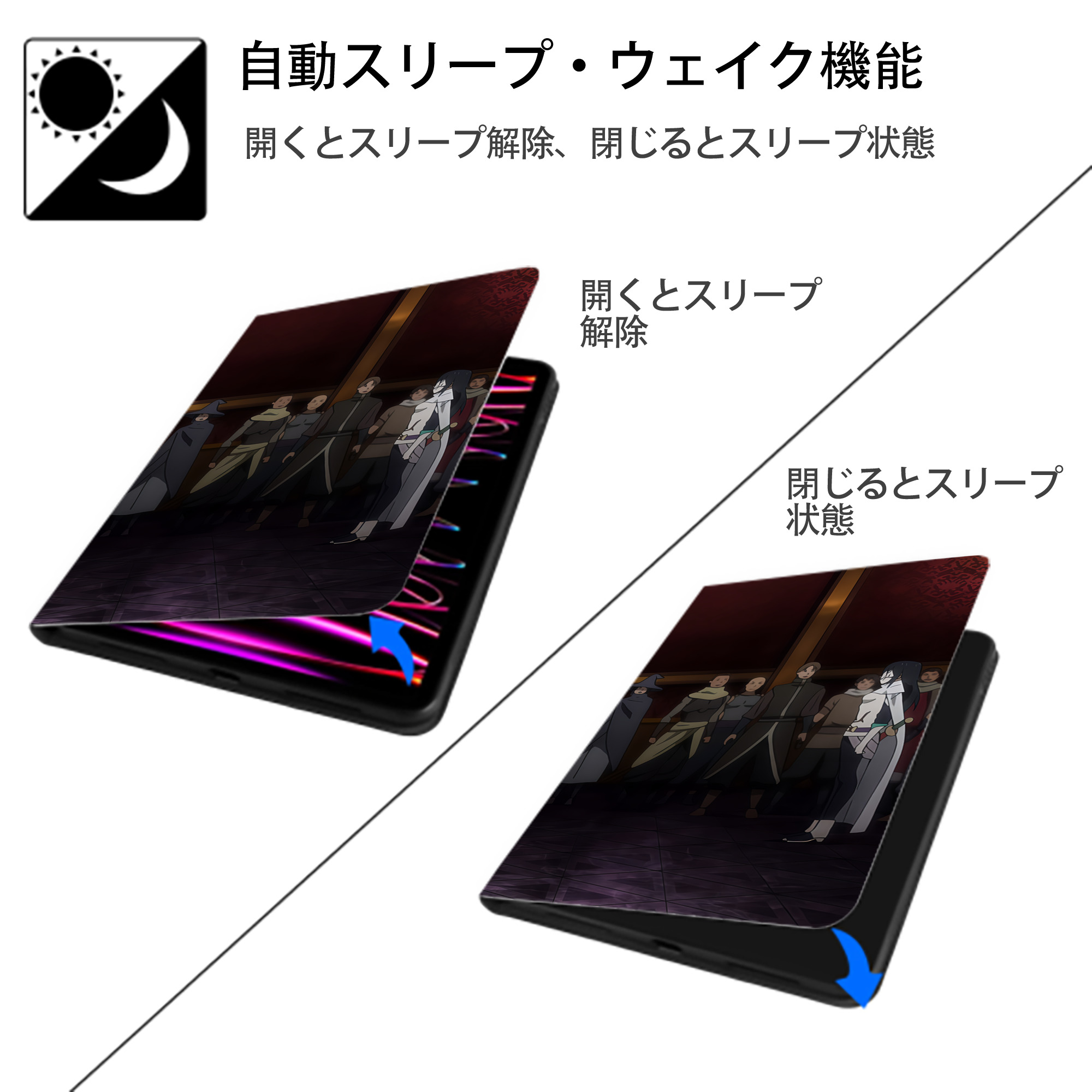 転スラ Regarding Reincarnated to Slime IPad ケース ブック型 PUレザー TPU 耐衝撃 軽量 薄型 ペン収納なし 全面保護 IPad 各モデル対応