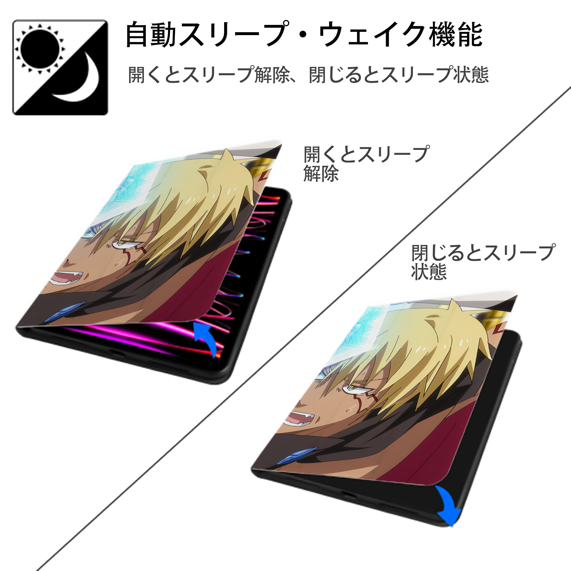 転スラ Regarding Reincarnated to Slime IPad ケース ブック型 PUレザー TPU 耐衝撃 軽量 薄型 ペン収納なし 全面保護 IPad 各モデル対応