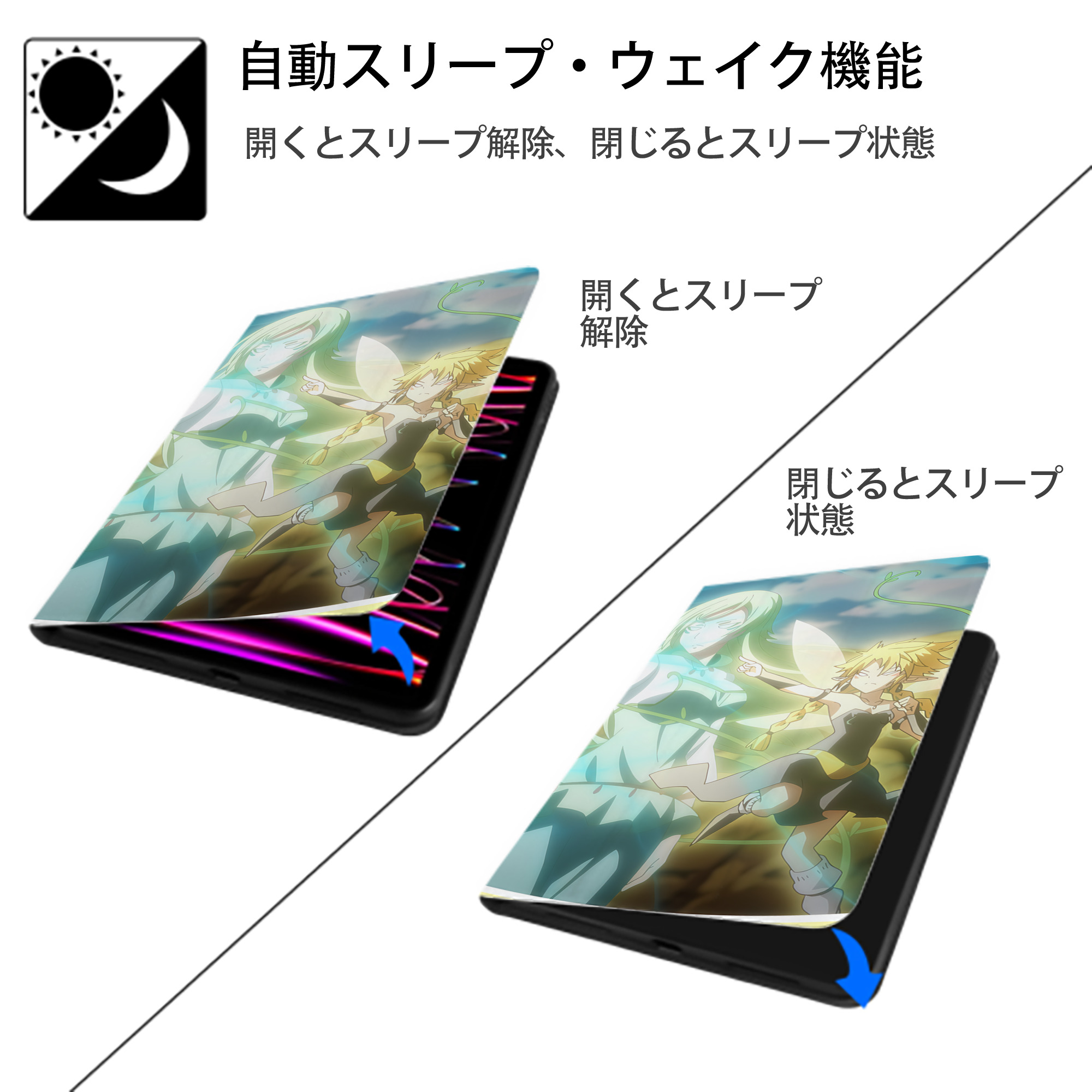 転スラ Regarding Reincarnated to Slime IPad ケース ブック型 PUレザー TPU 耐衝撃 軽量 薄型 ペン収納なし 全面保護 IPad 各モデル対応