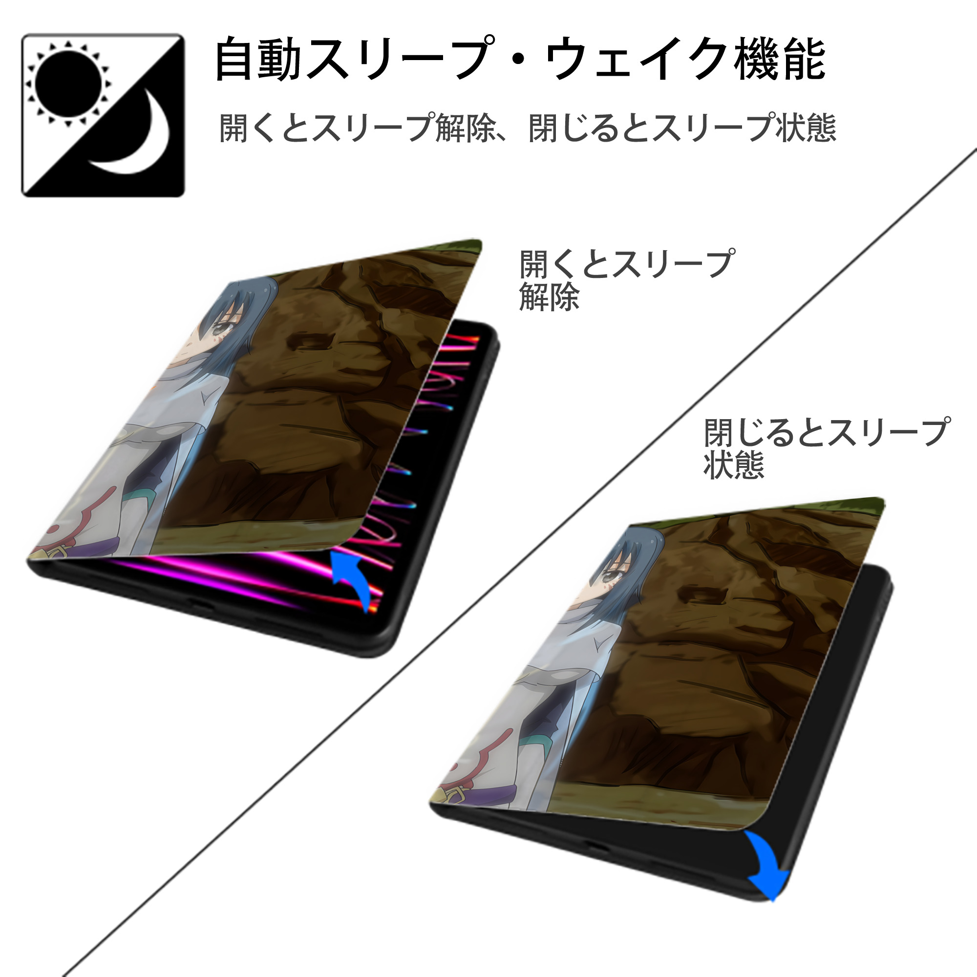 転スラ Regarding Reincarnated to Slime IPad ケース ブック型 PUレザー TPU 耐衝撃 軽量 薄型 ペン収納なし 全面保護 IPad 各モデル対応