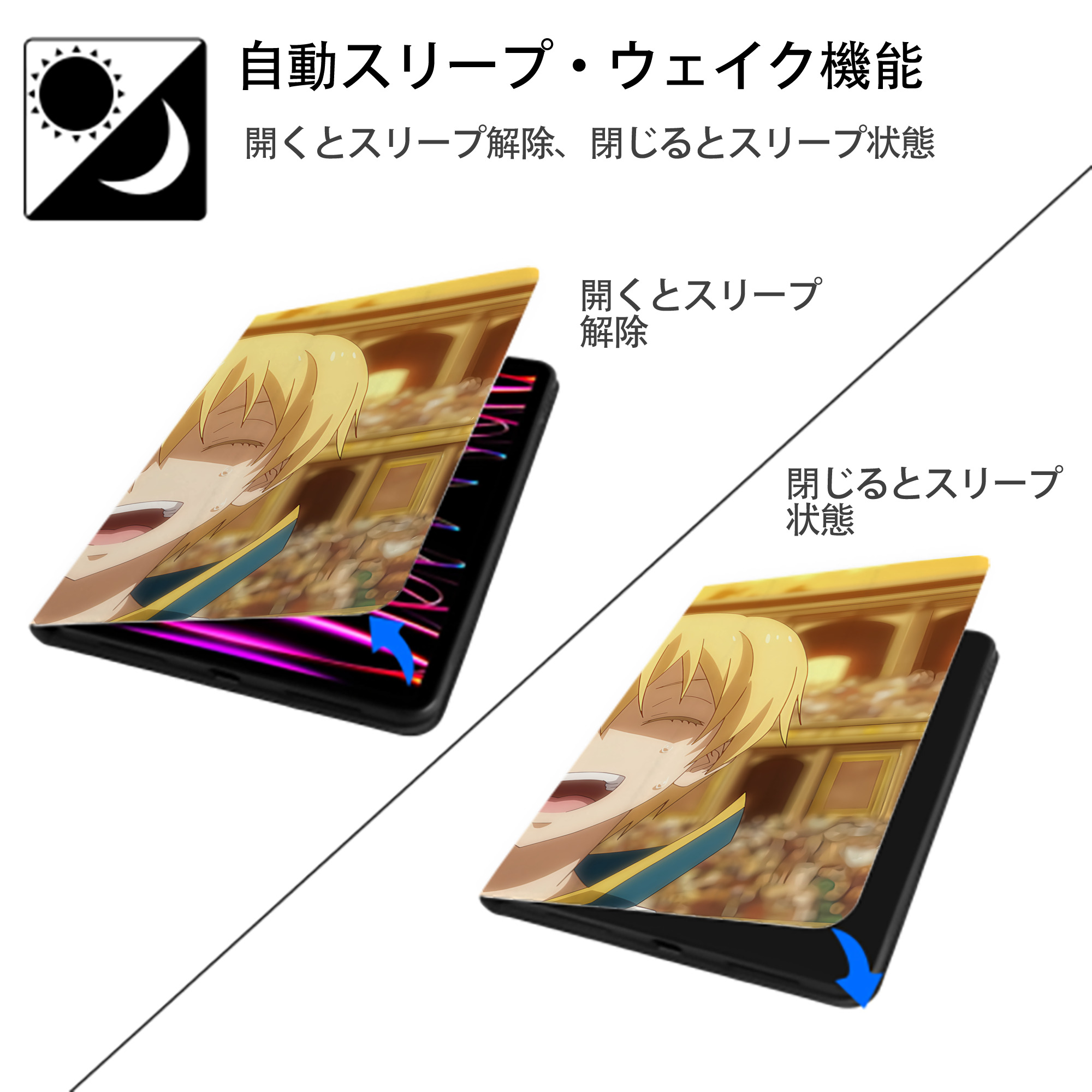 転スラ Regarding Reincarnated to Slime IPad ケース ブック型 PUレザー TPU 耐衝撃 軽量 薄型 ペン収納なし 全面保護 IPad 各モデル対応