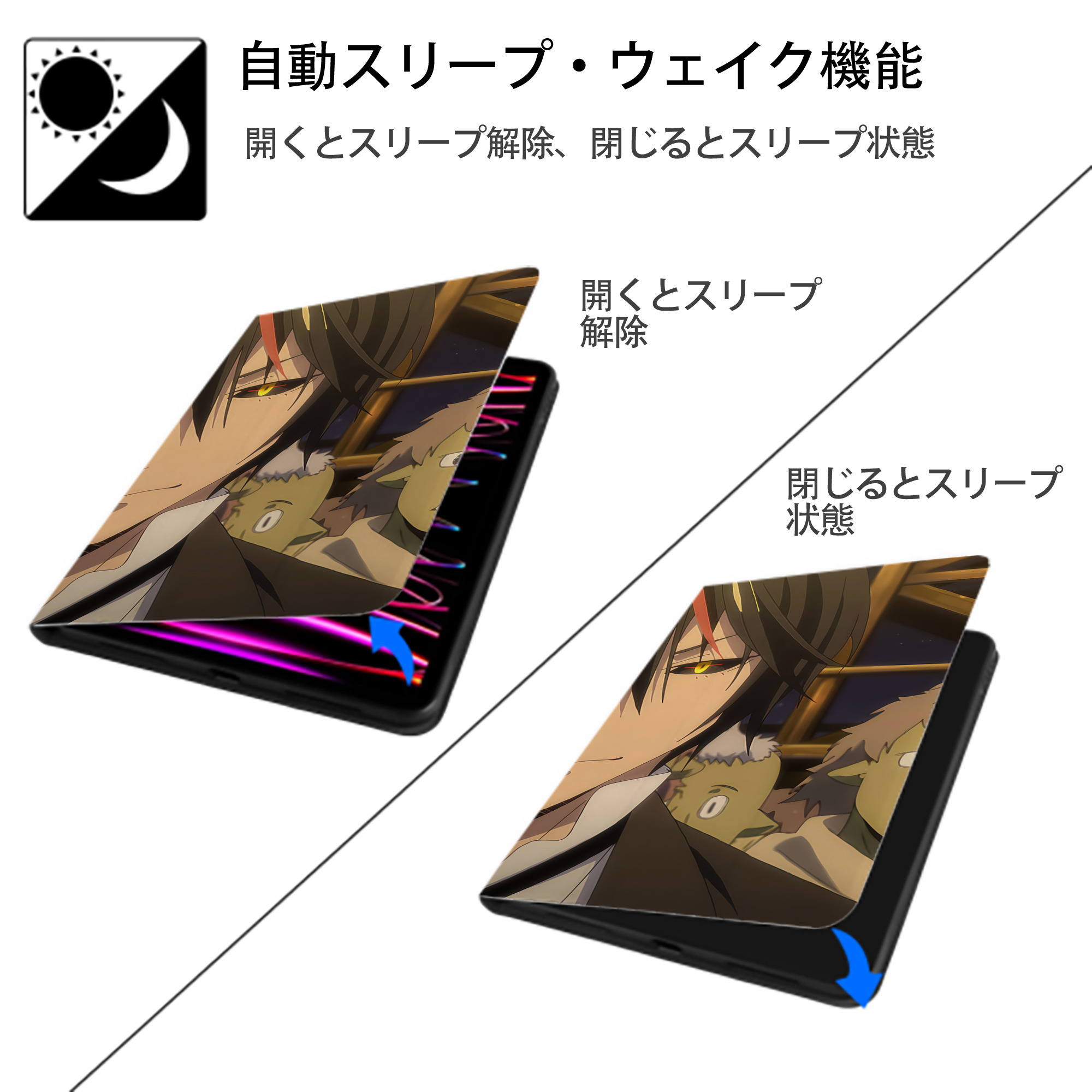 転スラ Regarding Reincarnated to Slime IPad ケース ブック型 PUレザー TPU 耐衝撃 軽量 薄型 ペン収納なし 全面保護 IPad 各モデル対応