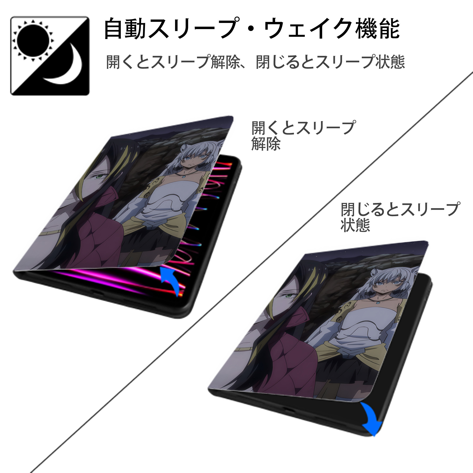 転スラ Regarding Reincarnated to Slime IPad ケース ブック型 PUレザー TPU 耐衝撃 軽量 薄型 ペン収納なし 全面保護 IPad 各モデル対応