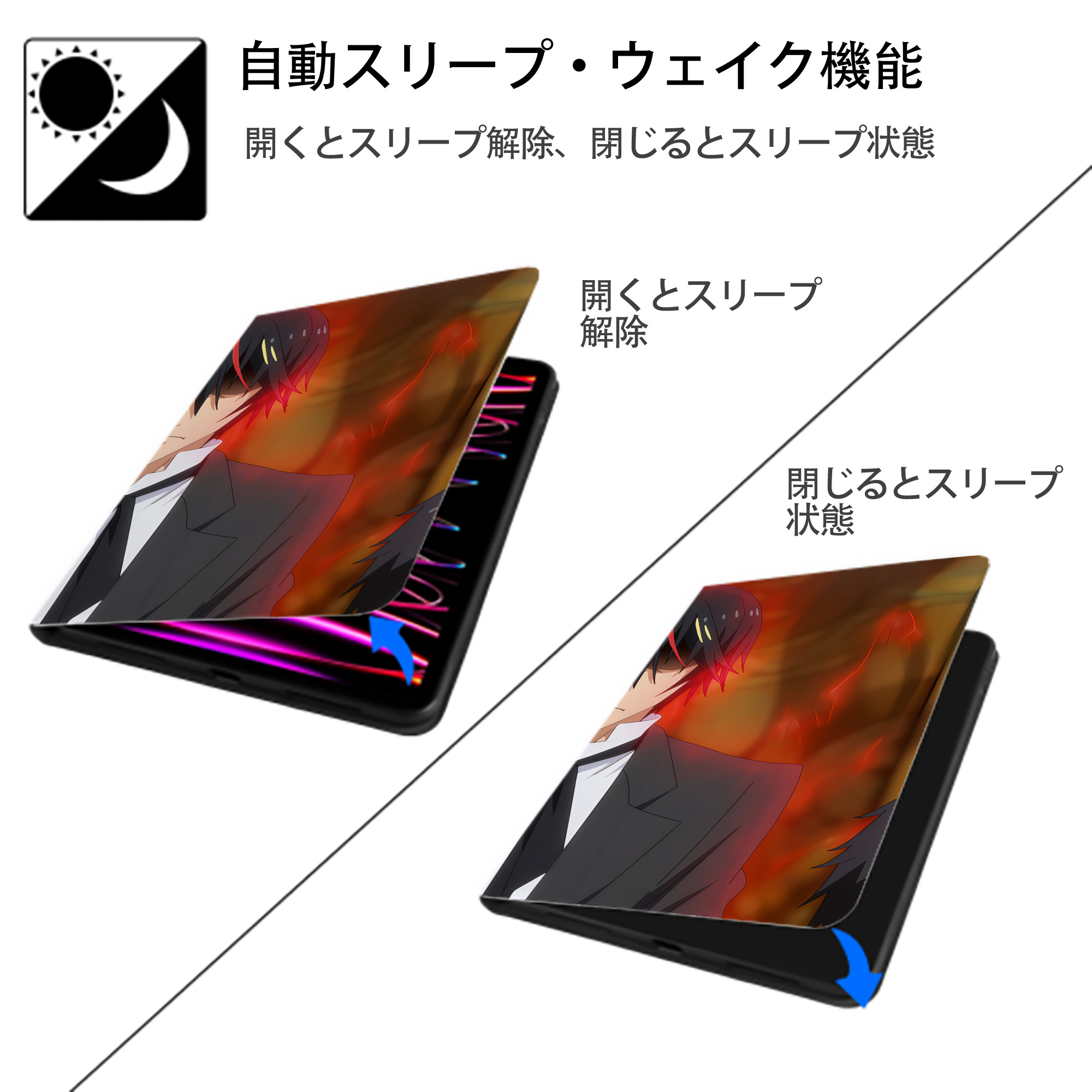 転スラ Regarding Reincarnated to Slime IPad ケース ブック型 PUレザー TPU 耐衝撃 軽量 薄型 ペン収納なし 全面保護 IPad 各モデル対応