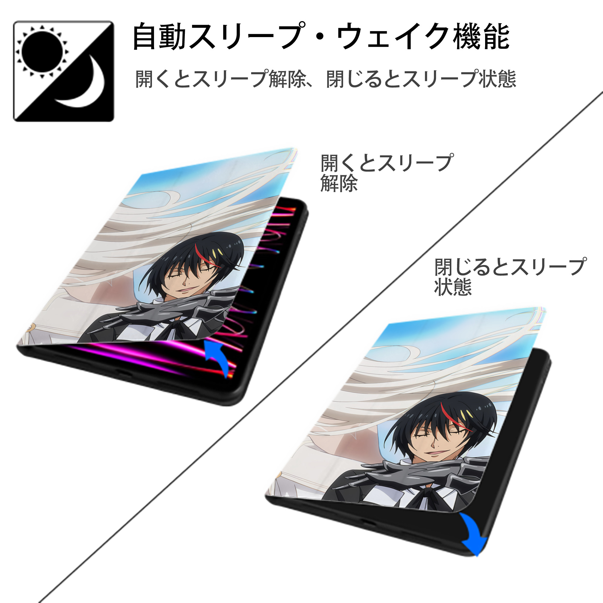 転スラ Regarding Reincarnated to Slime IPad ケース ブック型 PUレザー TPU 耐衝撃 軽量 薄型 ペン収納なし 全面保護 IPad 各モデル対応