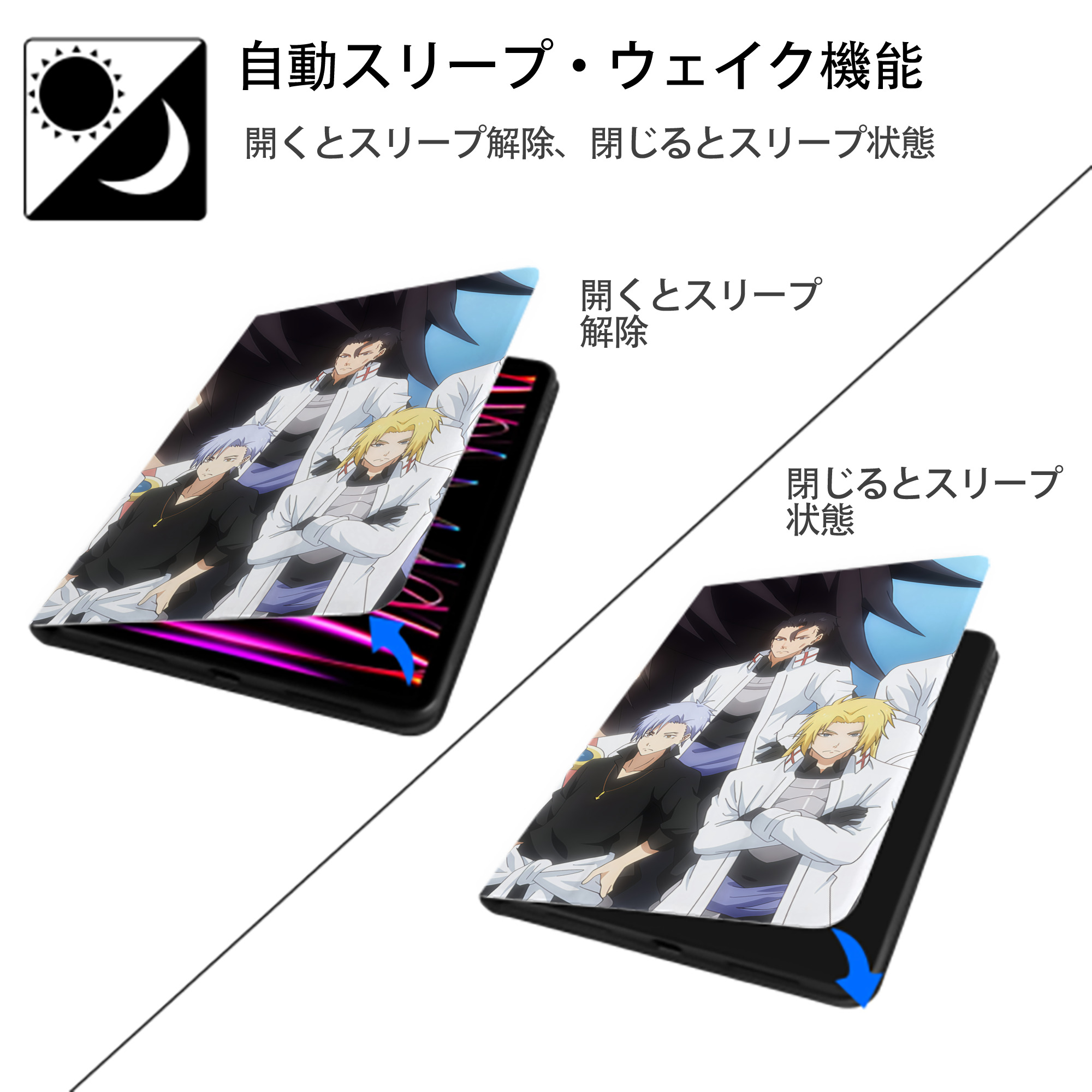 転スラ Regarding Reincarnated to Slime IPad ケース ブック型 PUレザー TPU 耐衝撃 軽量 薄型 ペン収納なし 全面保護 IPad 各モデル対応