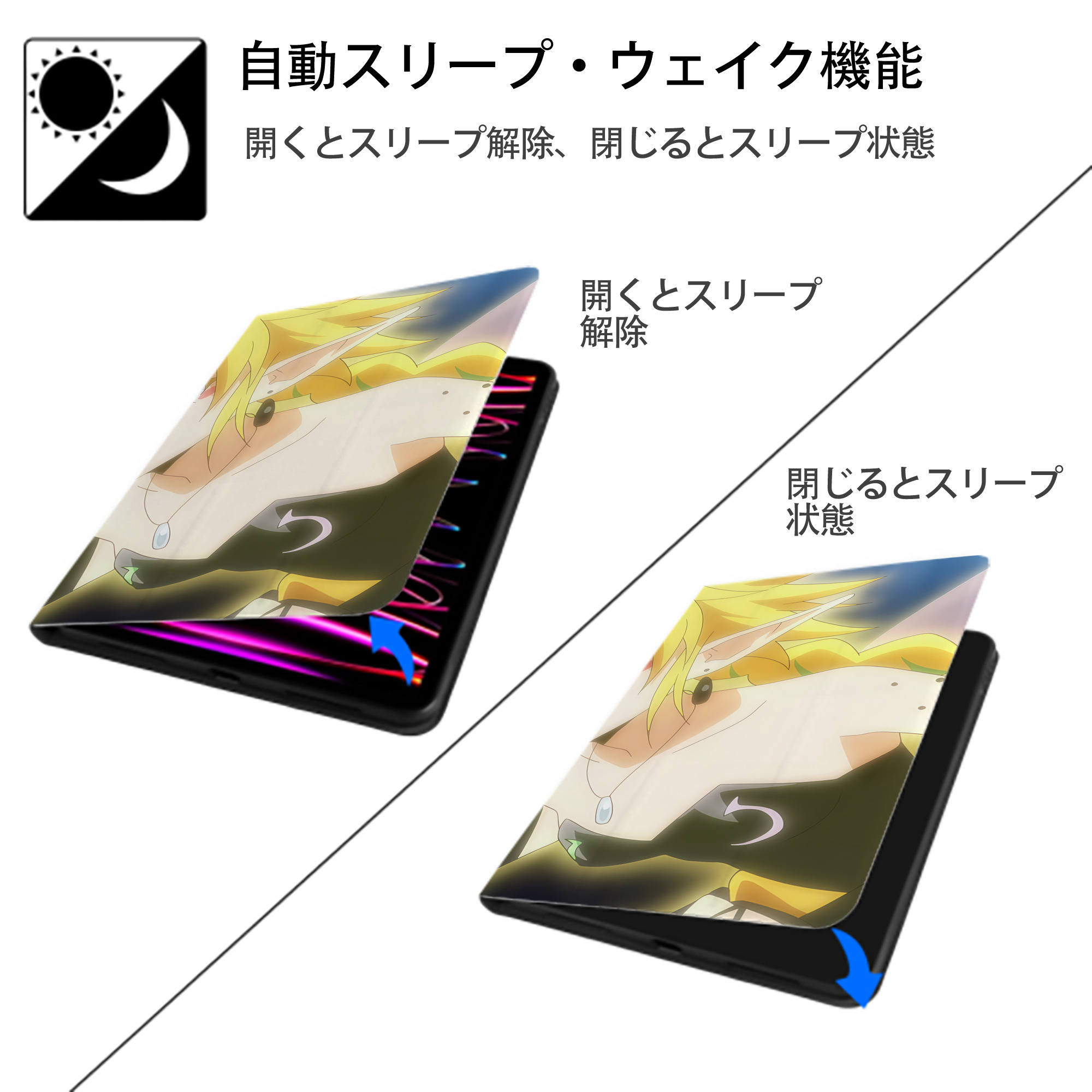 転スラ Regarding Reincarnated to Slime IPad ケース ブック型 PUレザー TPU 耐衝撃 軽量 薄型 ペン収納なし 全面保護 IPad 各モデル対応
