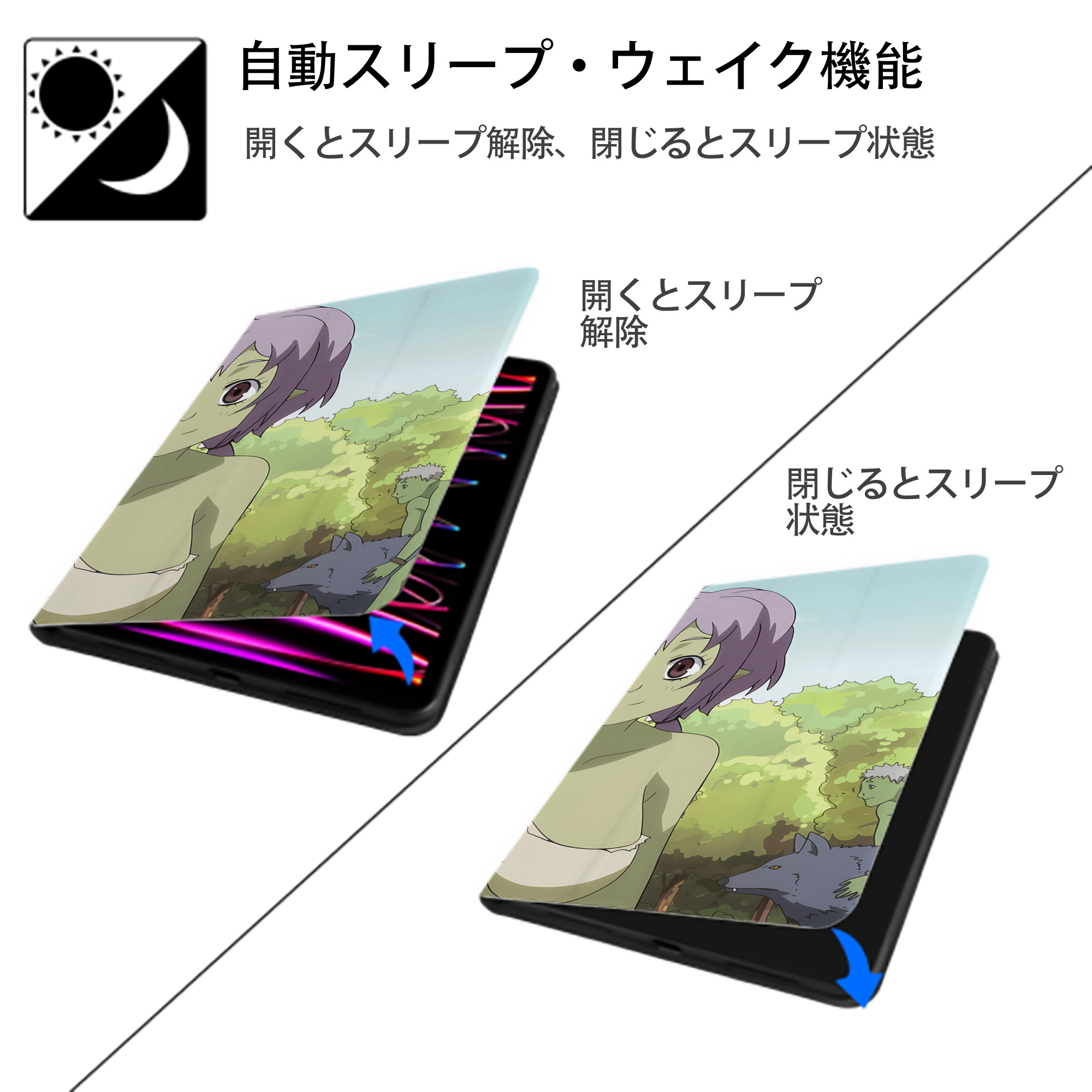 転スラ Regarding Reincarnated to Slime IPad ケース ブック型 PUレザー TPU 耐衝撃 軽量 薄型 ペン収納なし 全面保護 IPad 各モデル対応