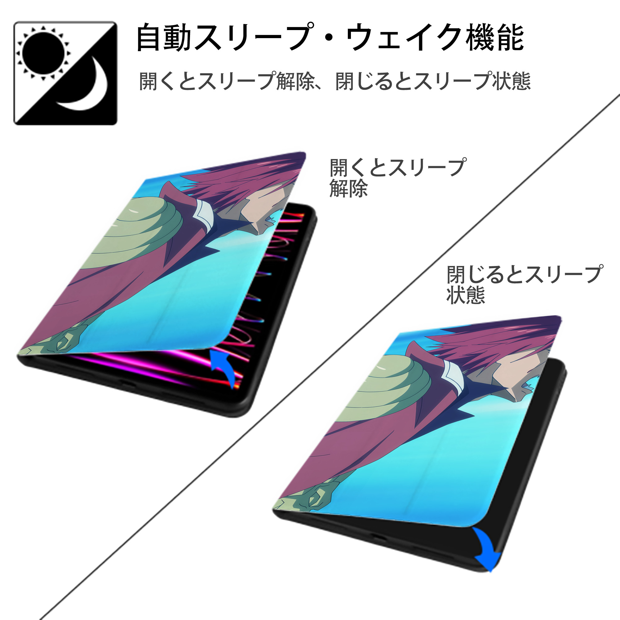転スラ Regarding Reincarnated to Slime IPad ケース ブック型 PUレザー TPU 耐衝撃 軽量 薄型 ペン収納なし 全面保護 IPad 各モデル対応