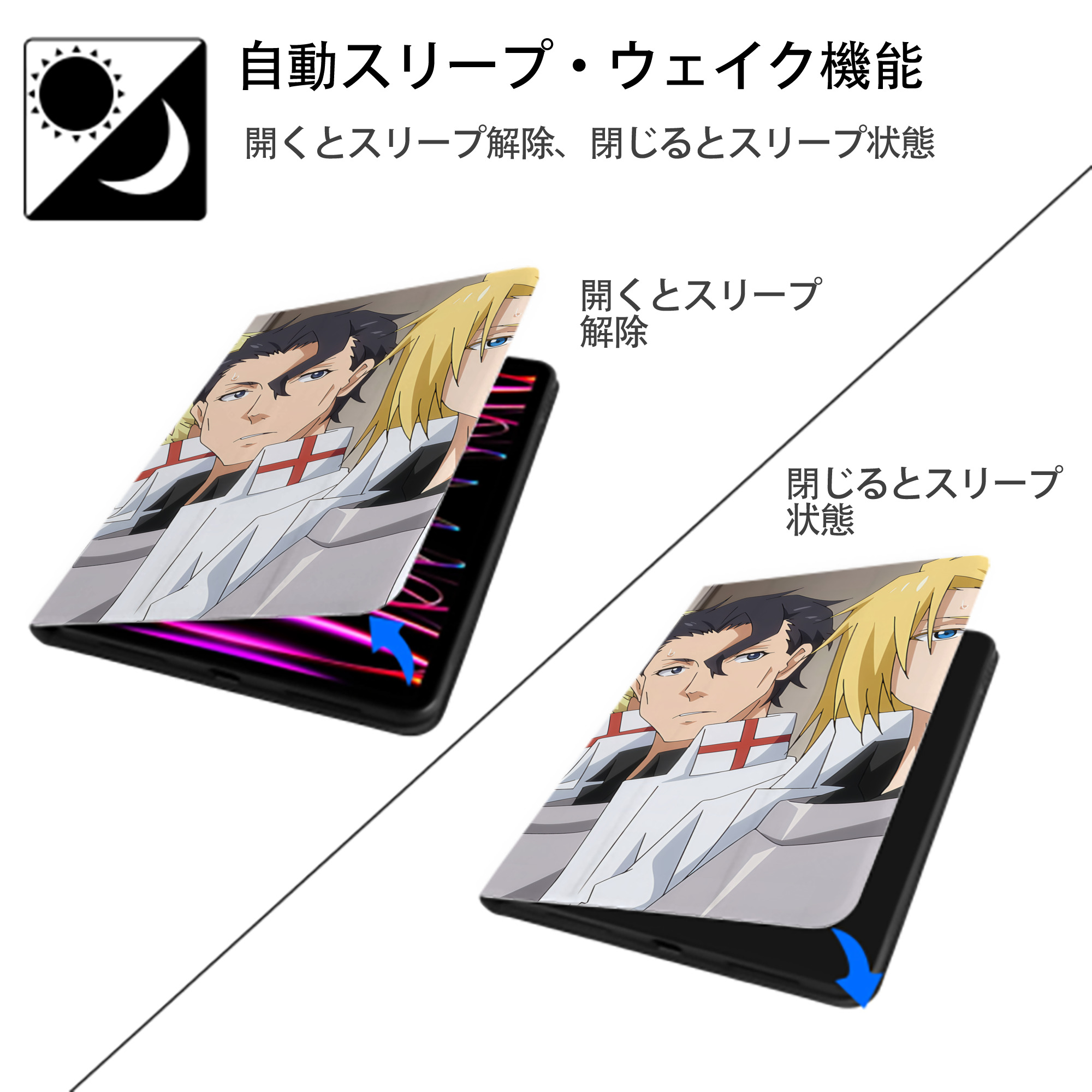 転スラ Regarding Reincarnated to Slime IPad ケース ブック型 PUレザー TPU 耐衝撃 軽量 薄型 ペン収納なし 全面保護 IPad 各モデル対応