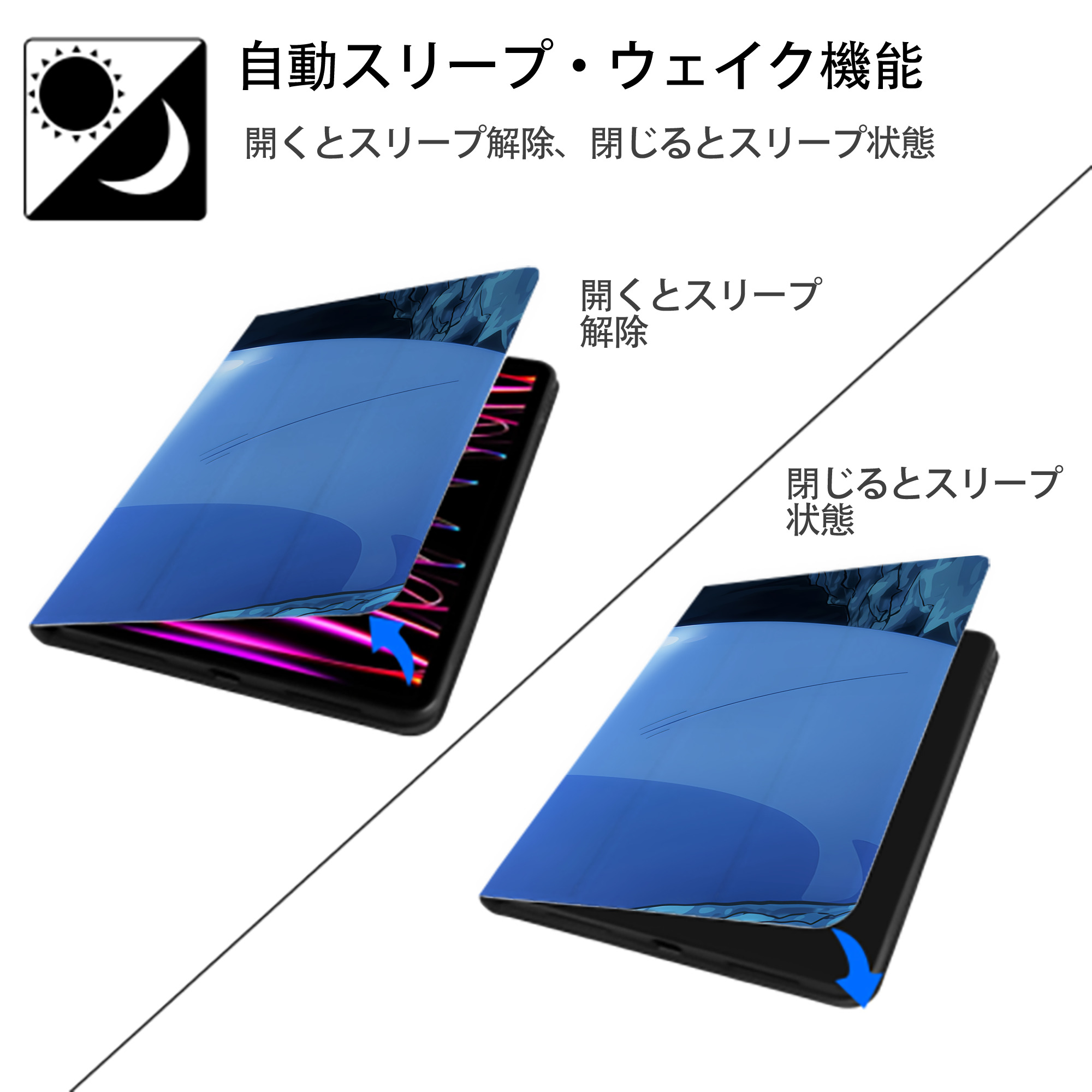 転スラ Regarding Reincarnated to Slime IPad ケース ブック型 PUレザー TPU 耐衝撃 軽量 薄型 ペン収納なし 全面保護 IPad 各モデル対応