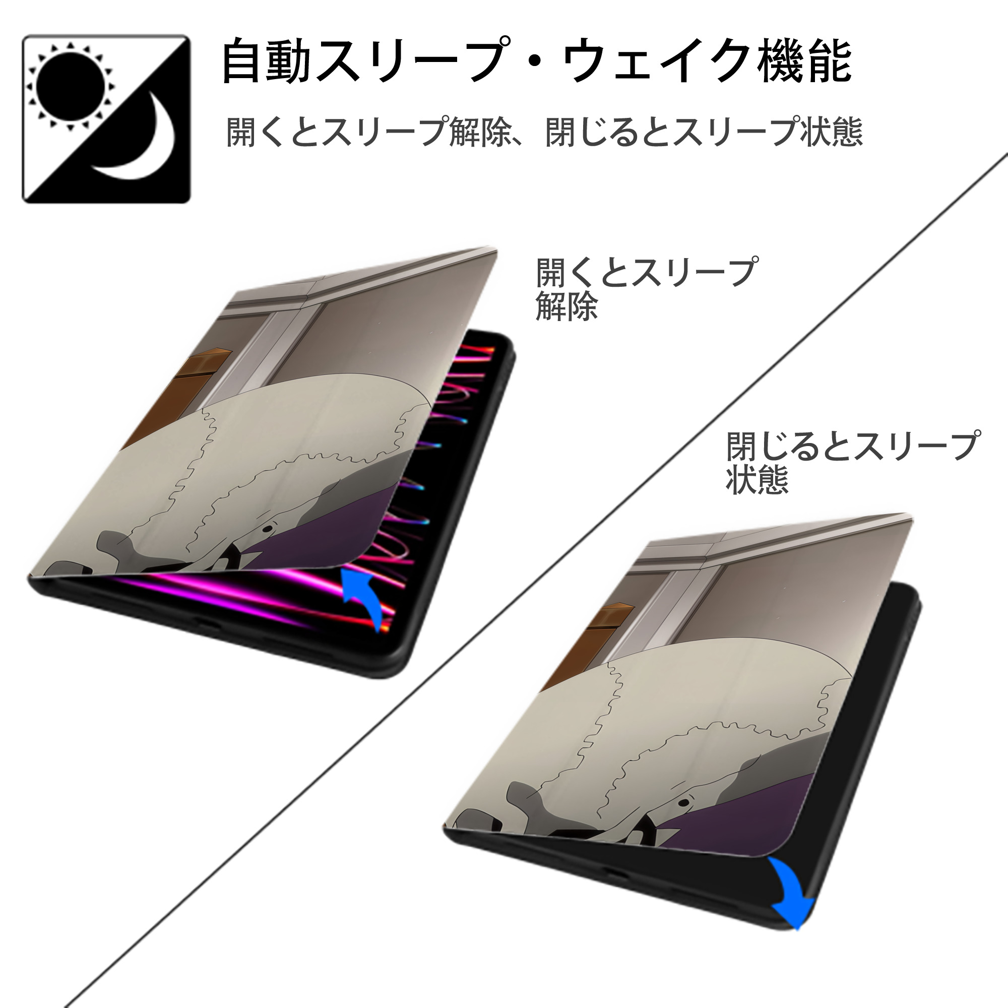 転スラ Regarding Reincarnated to Slime IPad ケース ブック型 PUレザー TPU 耐衝撃 軽量 薄型 ペン収納なし 全面保護 IPad 各モデル対応