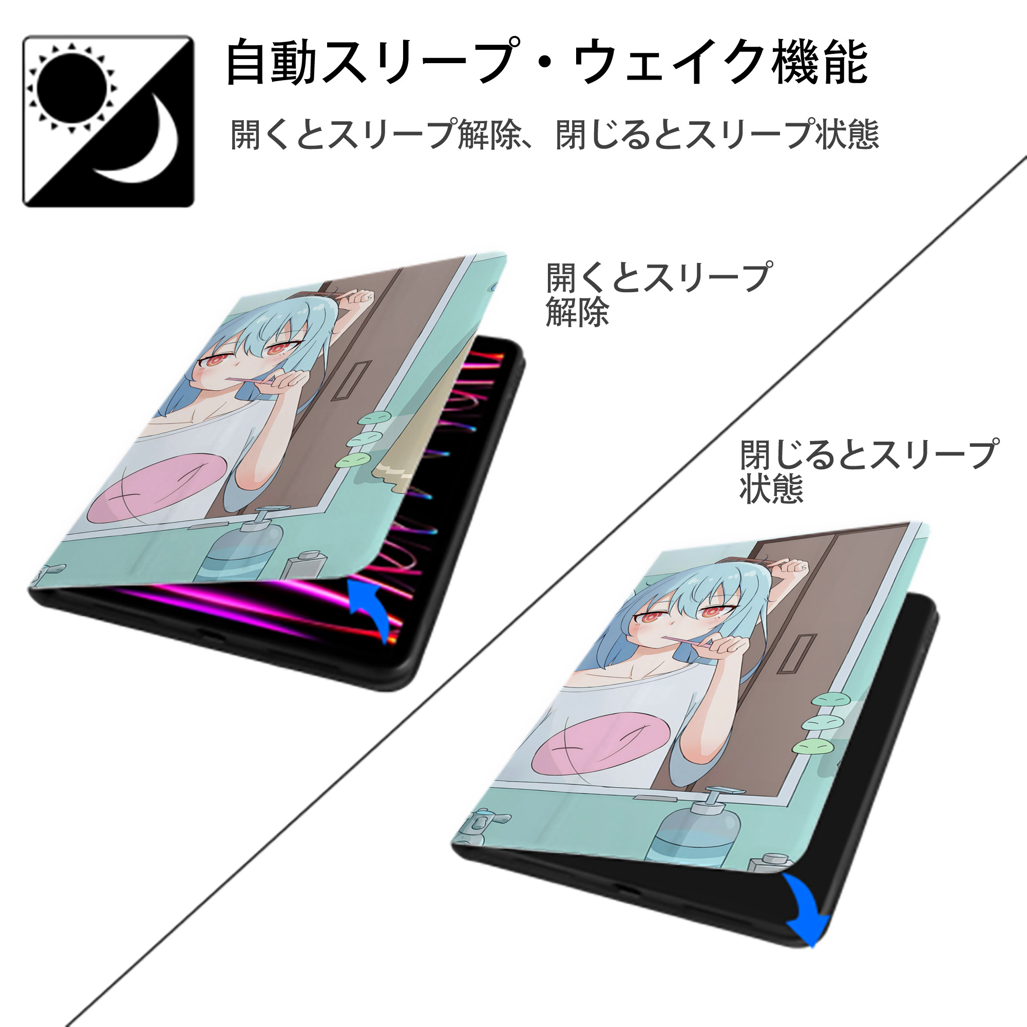 転スラ Regarding Reincarnated to Slime IPad ケース ブック型 PUレザー TPU 耐衝撃 軽量 薄型 ペン収納なし 全面保護 IPad 各モデル対応