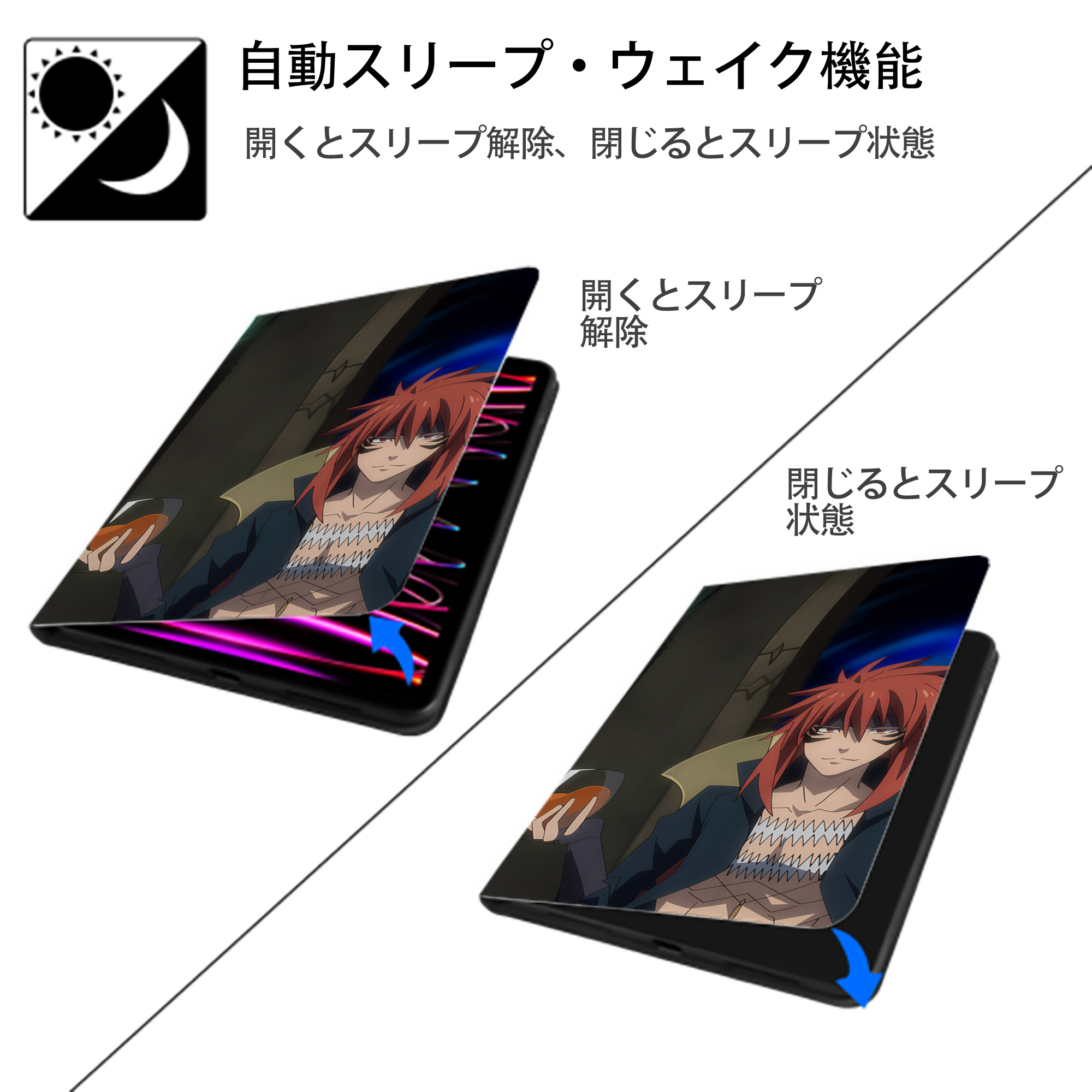転スラ Regarding Reincarnated to Slime IPad ケース ブック型 PUレザー TPU 耐衝撃 軽量 薄型 ペン収納なし 全面保護 IPad 各モデル対応