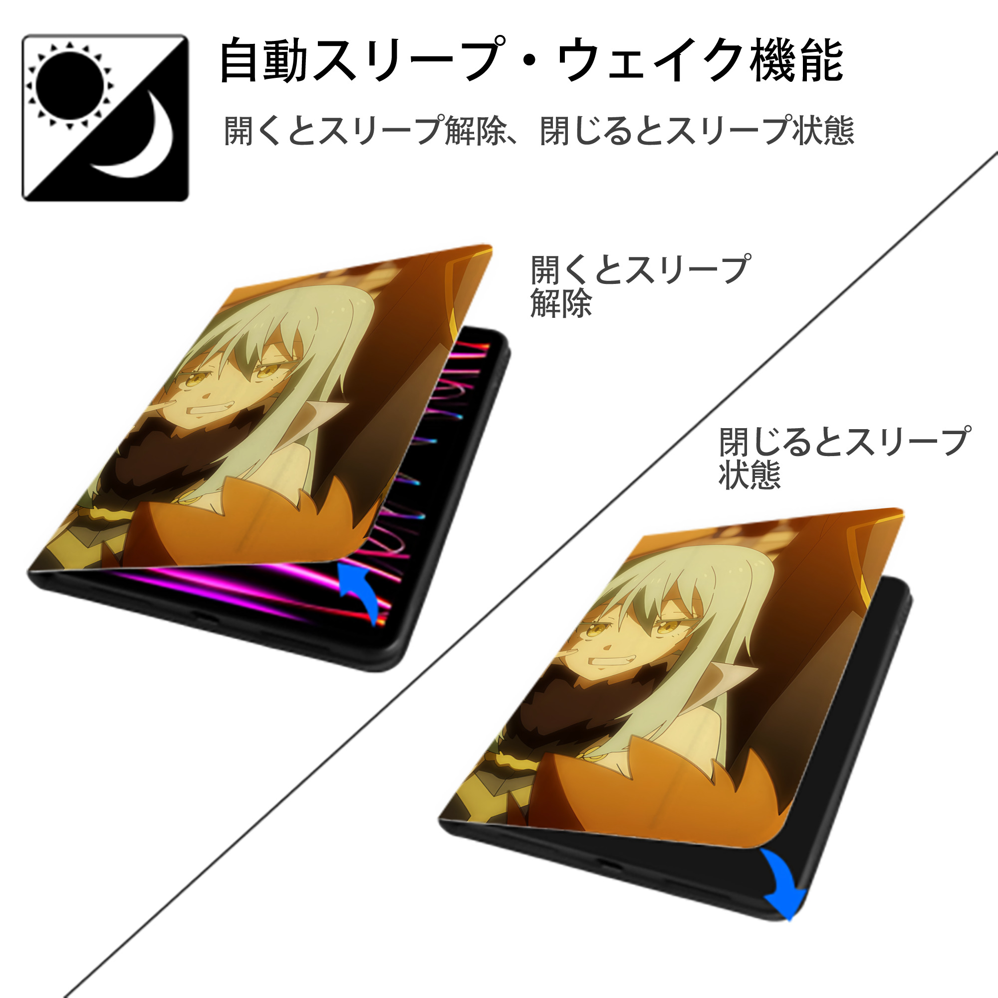 転スラ Regarding Reincarnated to Slime IPad ケース ブック型 PUレザー TPU 耐衝撃 軽量 薄型 ペン収納なし 全面保護 IPad 各モデル対応